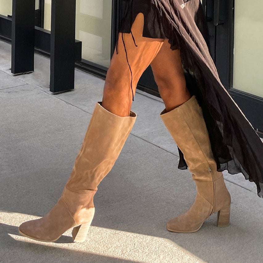 FYNN Boots Truffle Suede | Knee-High Truffle Suede Boots
 – Dolce Vita Dolce Vita Outlet