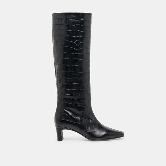 Trixi Noir Croco Embossed Leather Boots Dolce Vita For sale
