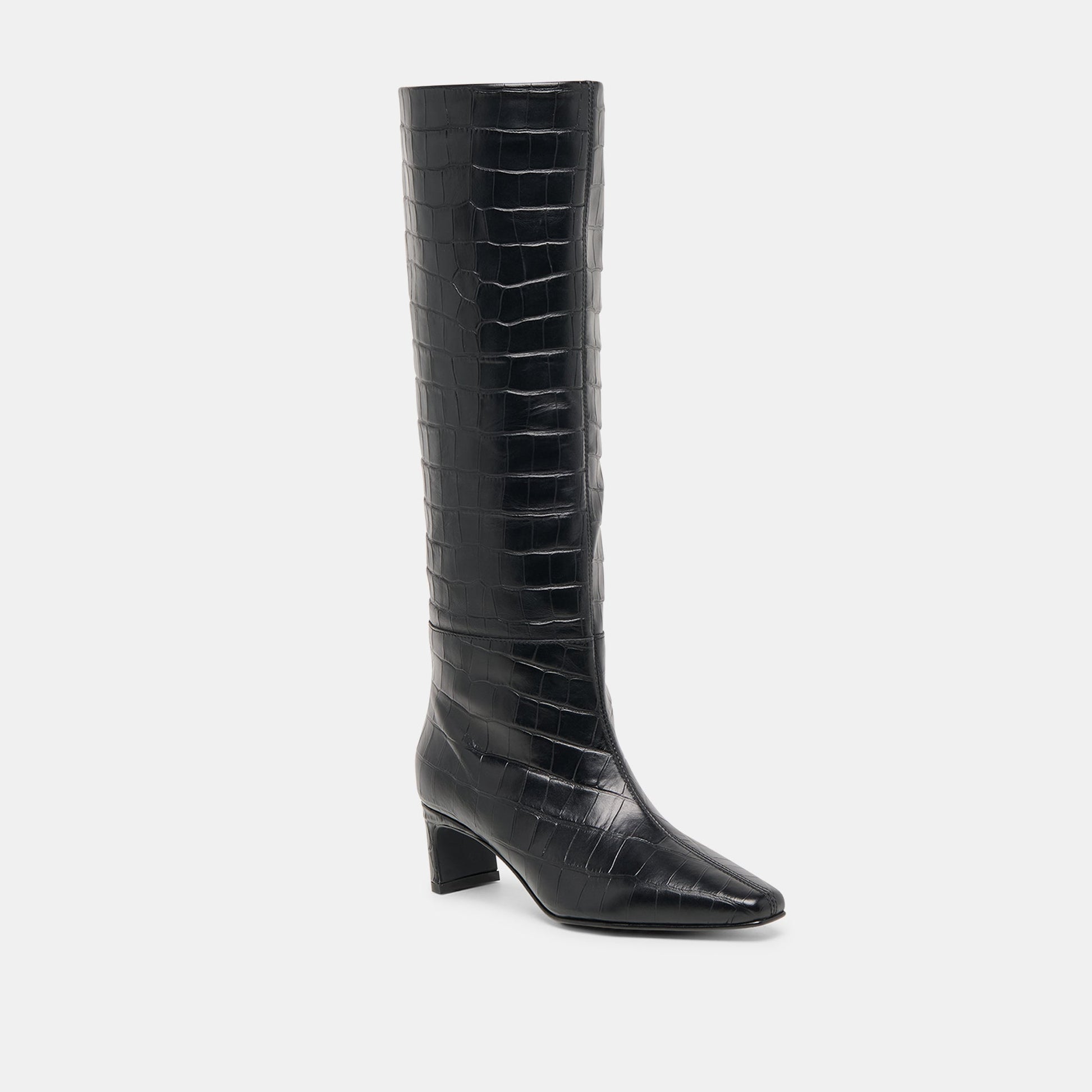 Trixi Noir Croco Embossed Leather Boots Dolce Vita For sale