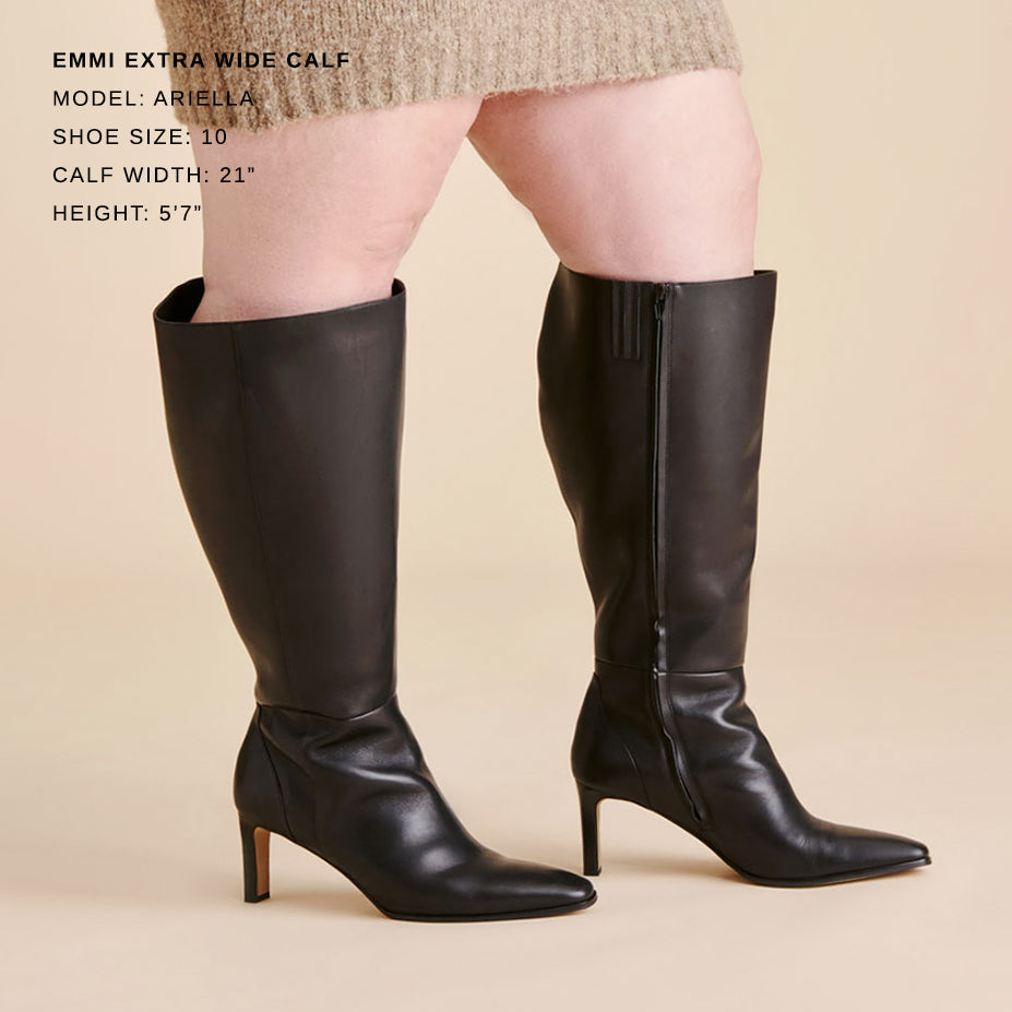 Emmi Black Leather Extra Wide Calf Boots Dolce Vita New