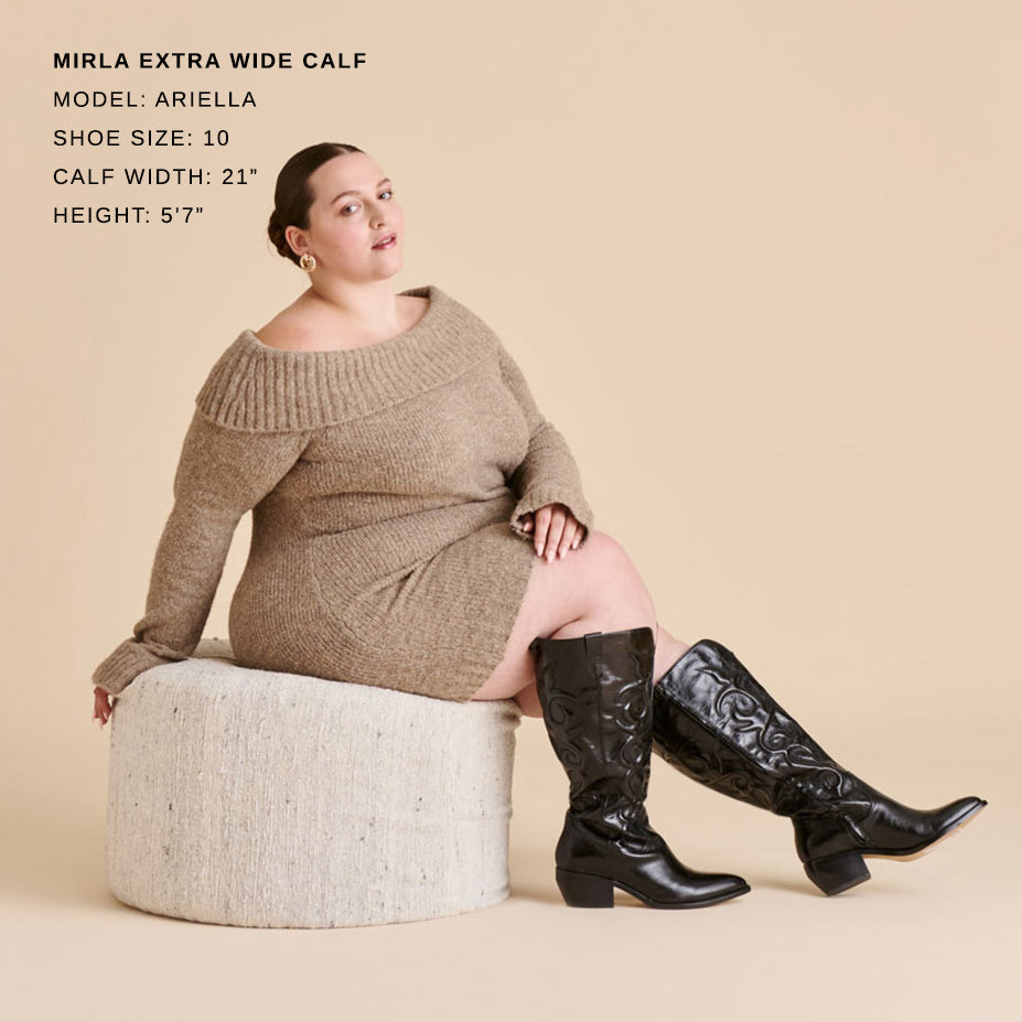 Mirla Black Leather Extra Wide Calf Boots Dolce Vita Discount