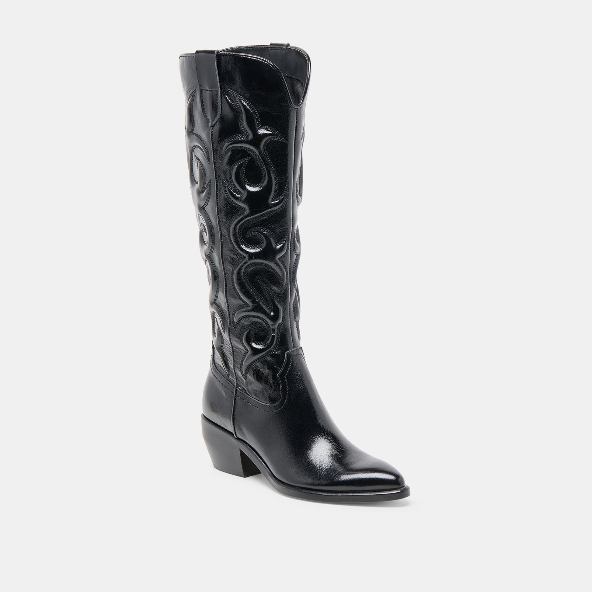 Mirla Black Leather Extra Wide Calf Boots Dolce Vita Discount