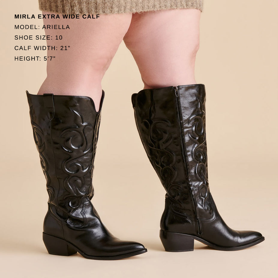 Mirla Black Leather Extra Wide Calf Boots Dolce Vita Discount