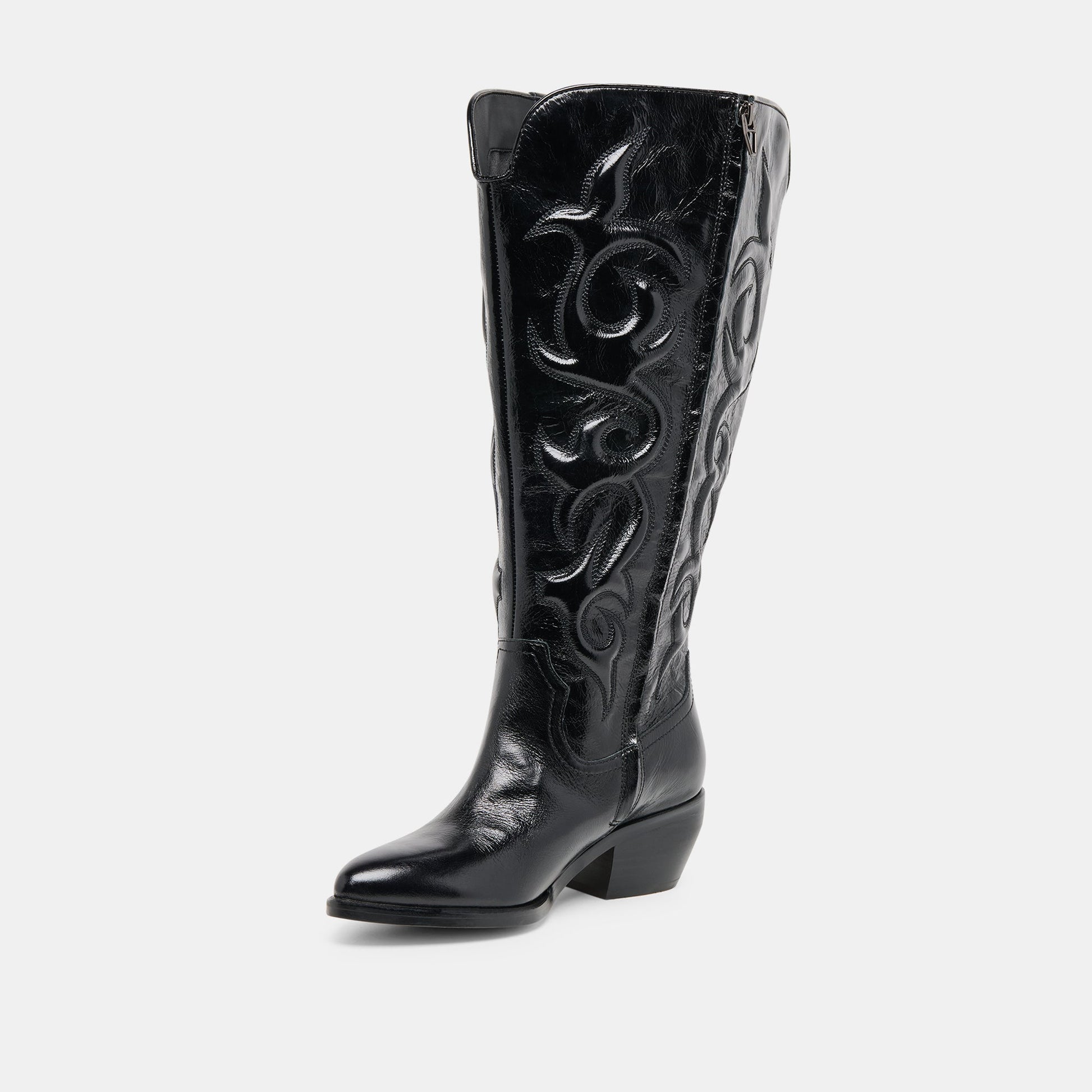 Mirla Black Leather Extra Wide Calf Boots Dolce Vita Discount