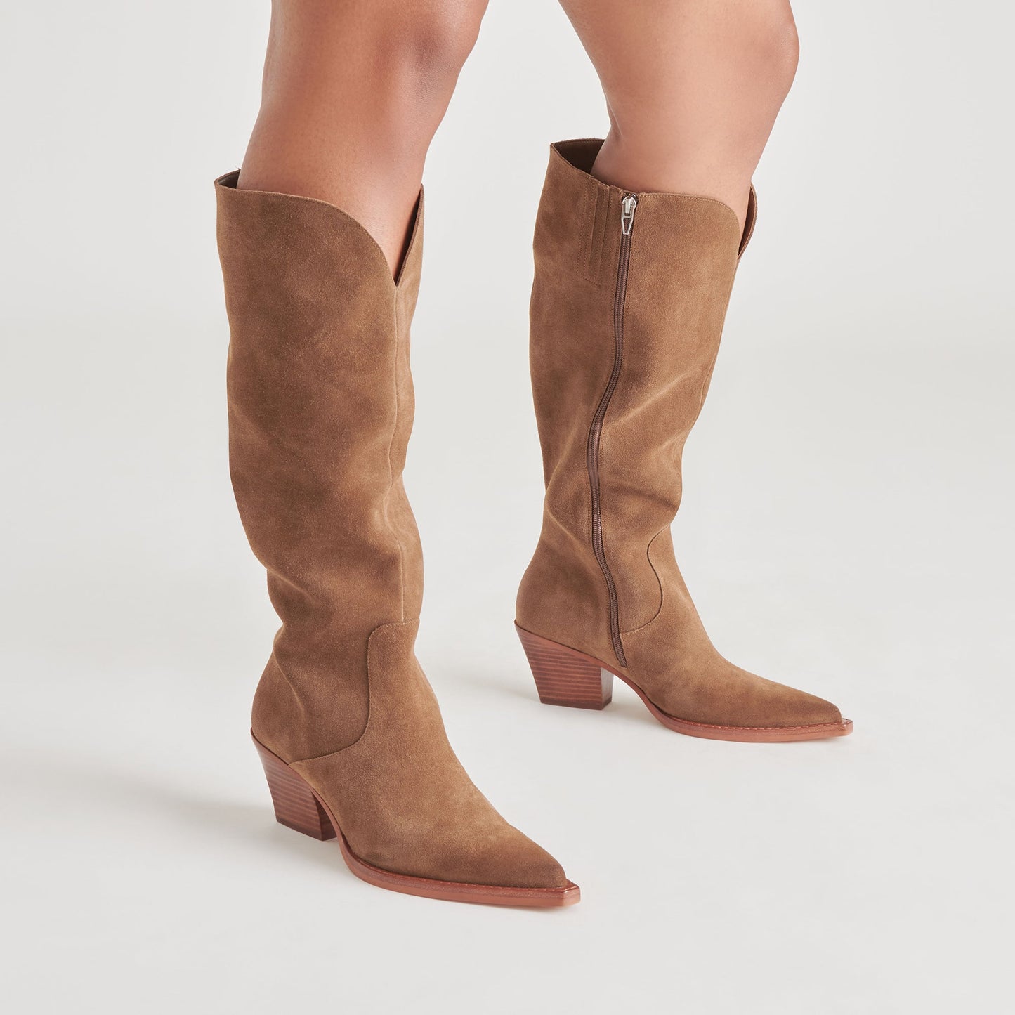 RAJ Wide Calf Boots Brown Suede | Women's Brown Suede Knee-High Boots
 – Dolce Vita Dolce Vita Discount