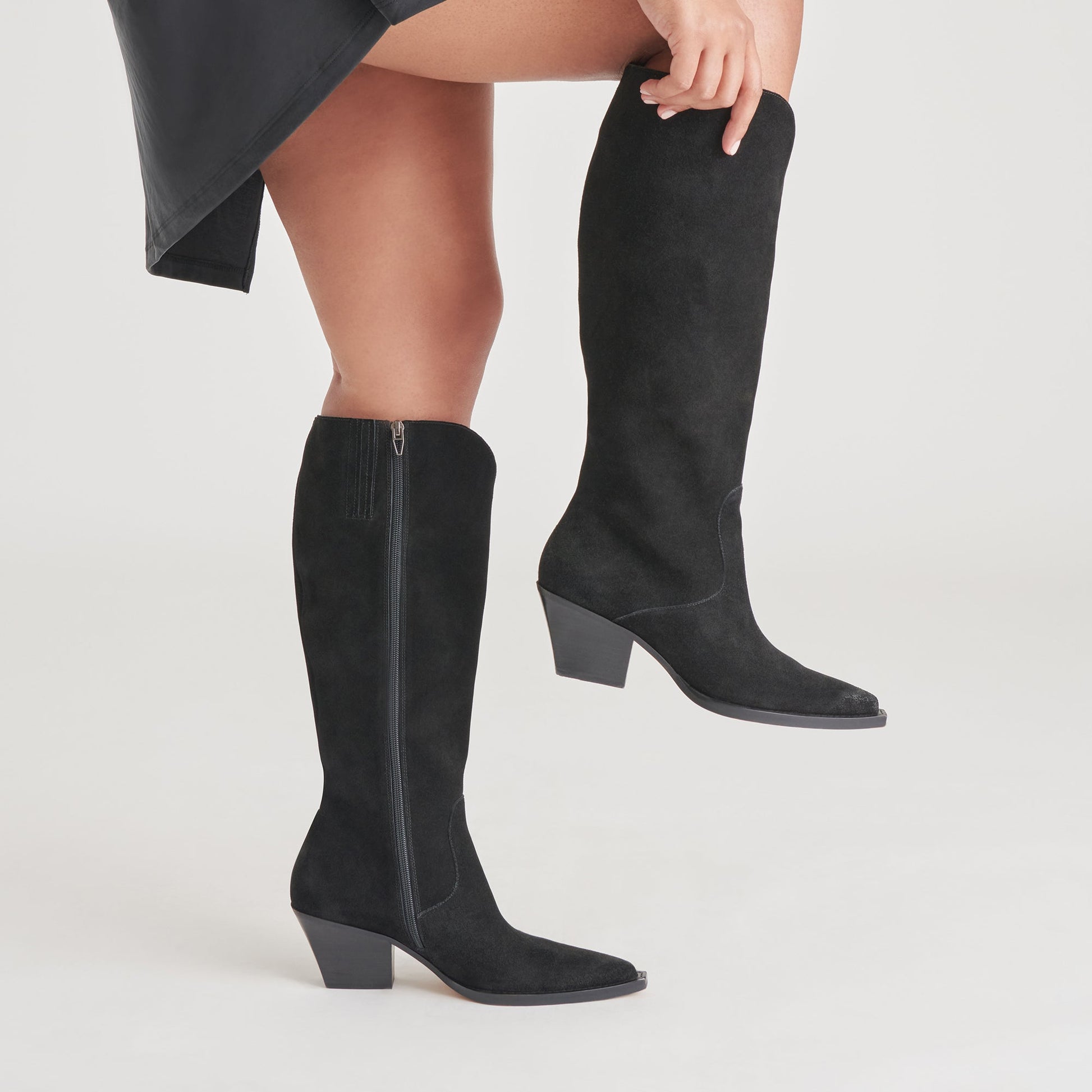RAJ Wide Calf Boots Onyx Suede | Women's Onyx Suede Knee-High Boots
 – Dolce Vita Dolce Vita For sale