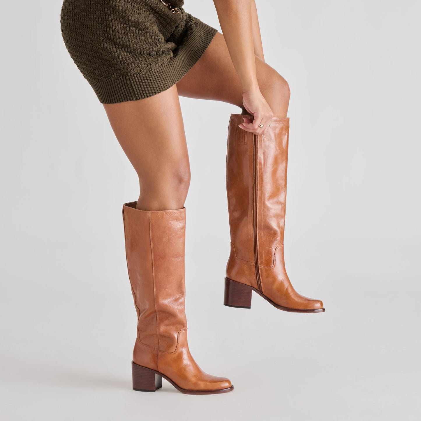 Lucyle Tan Leather Boots Dolce Vita Sale