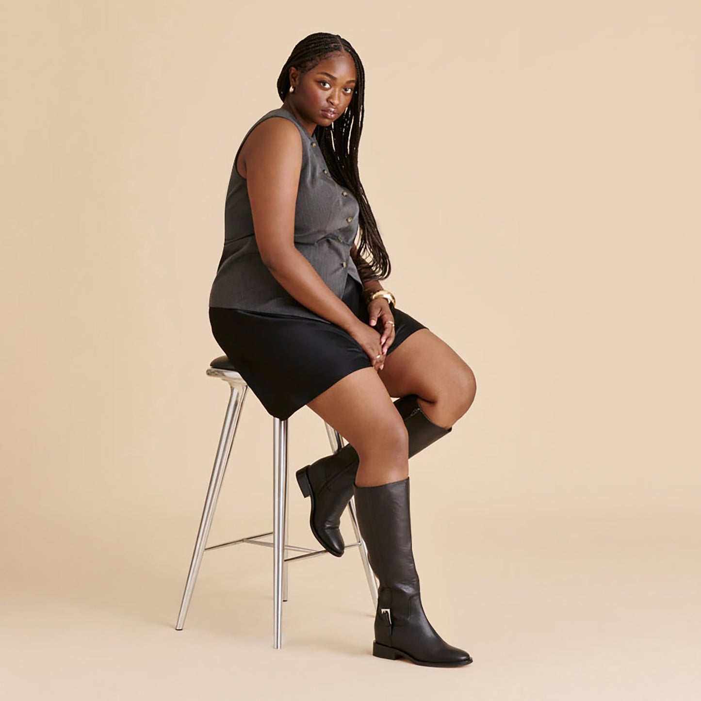 Kilian H2O Waterproof Black Leather Wide Calf Boots Dolce Vita Sale