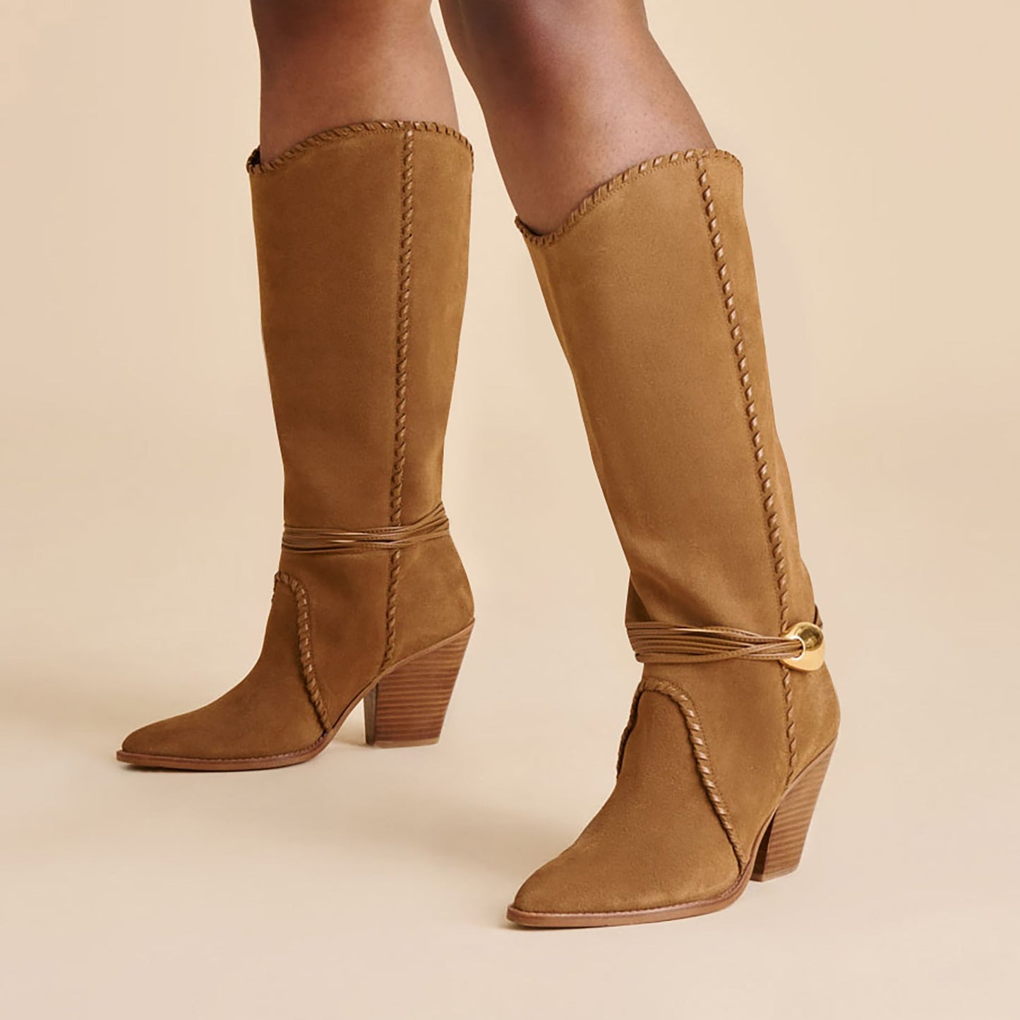 Jody Lt Brown Suede Wide Calf Boots Dolce Vita us