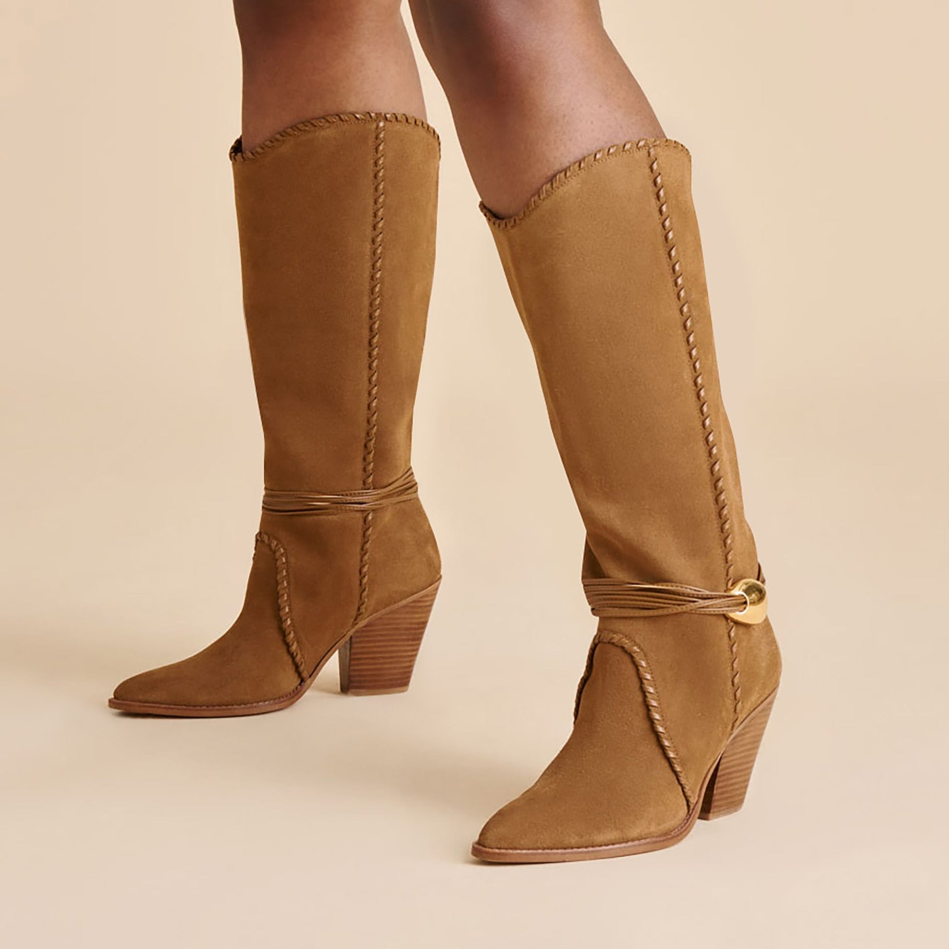 Jody Lt Brown Suede Wide Calf Boots Dolce Vita us