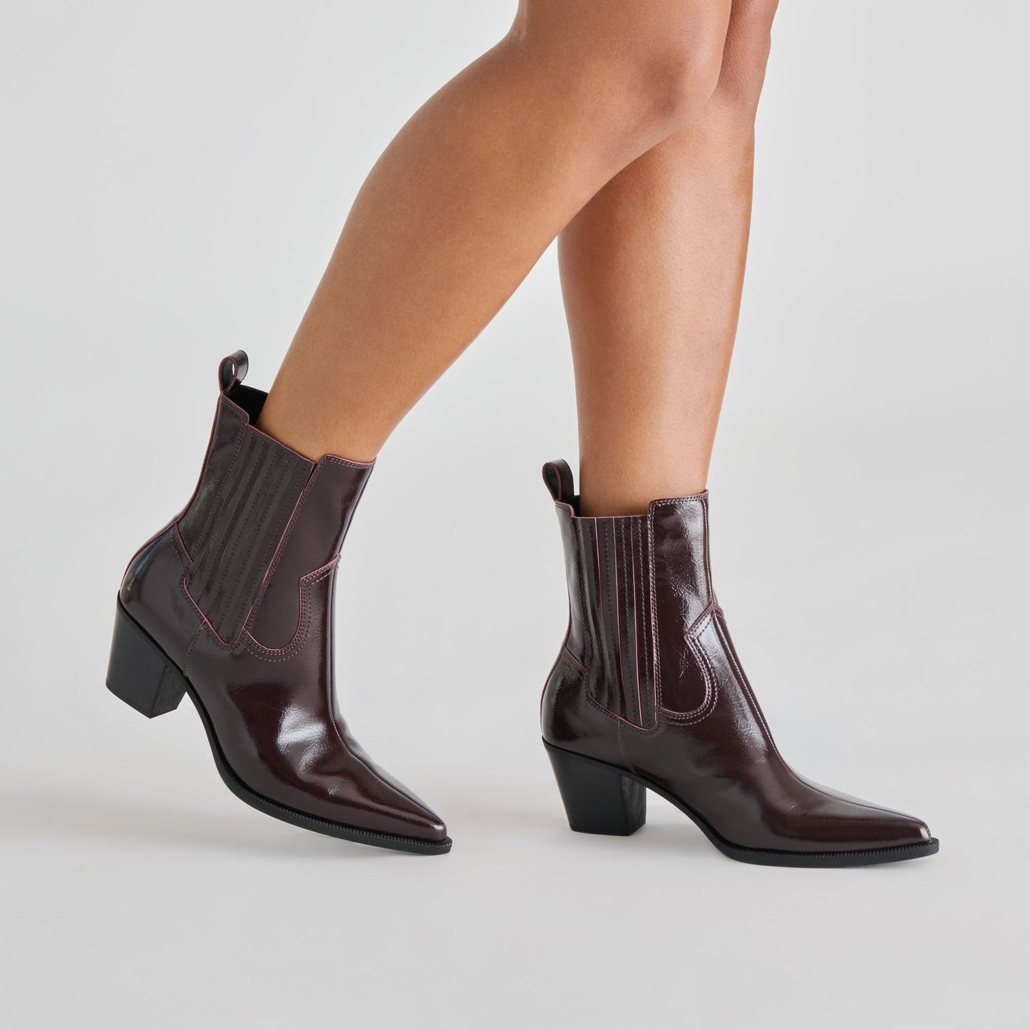 Slim Mulberry Crinkle Patent Booties Dolce Vita us