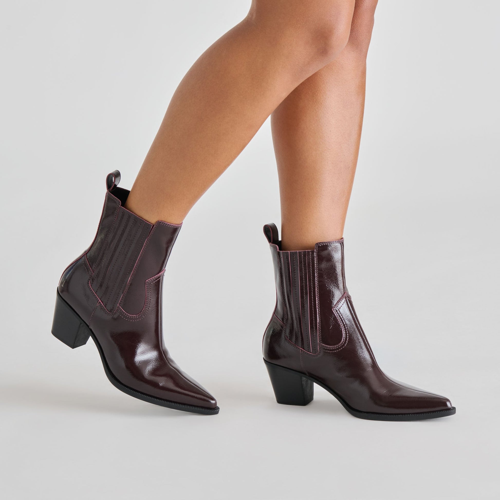 Slim Mulberry Crinkle Patent Booties Dolce Vita us