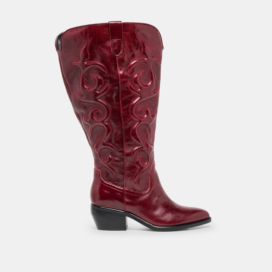 Mirla Oxblood Leather Extra Wide Calf Boots Dolce Vita On sale