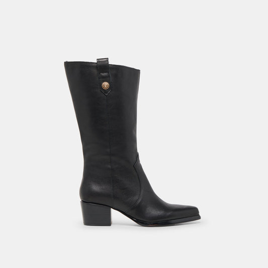 Vern Black Leather Wide Calf Boots Dolce Vita New