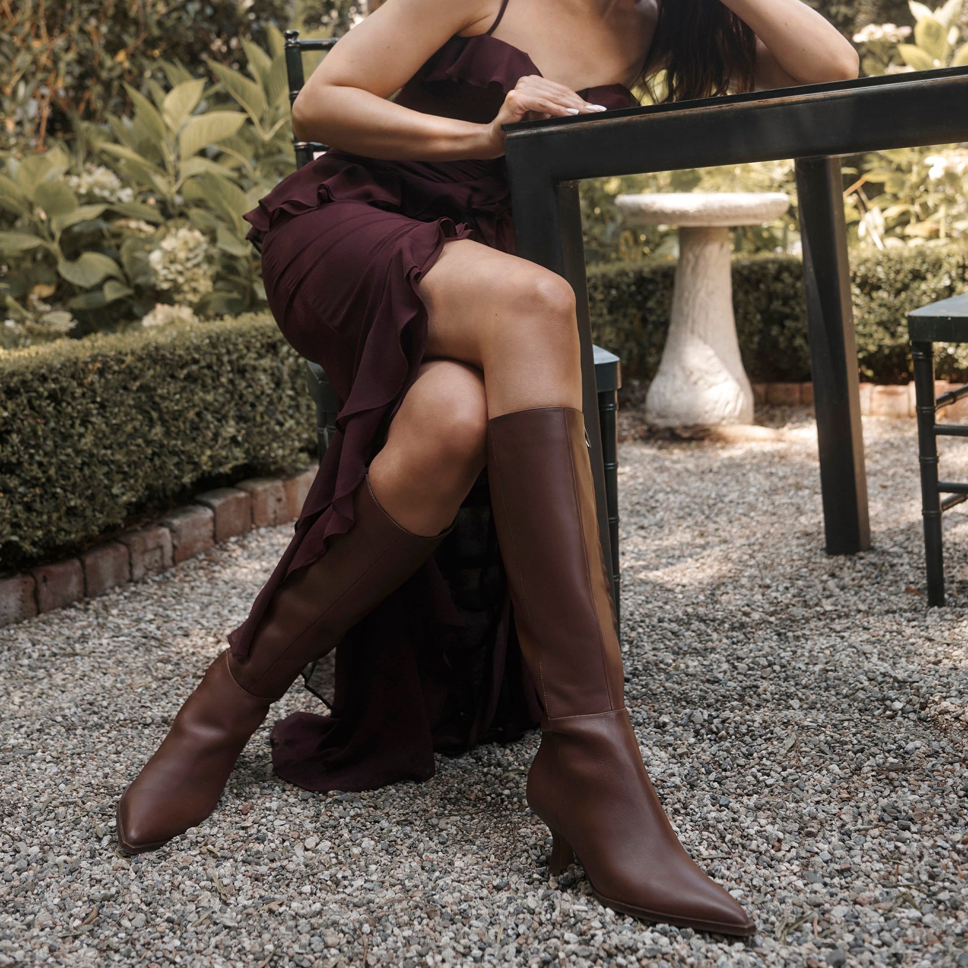 Auggie Chocolate Leather Narrow Calf Boots Dolce Vita Outlet