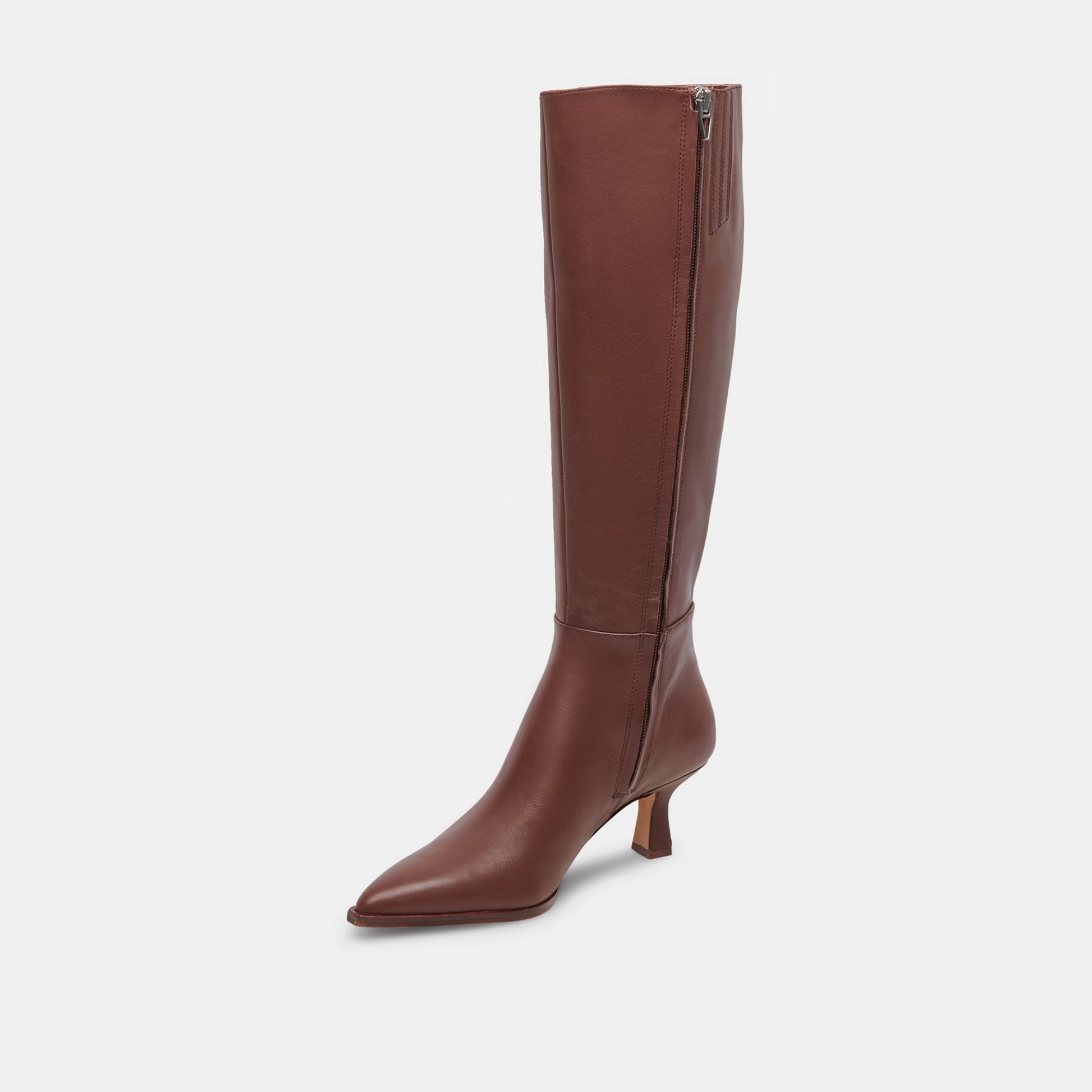 Auggie Chocolate Leather Narrow Calf Boots Dolce Vita Outlet