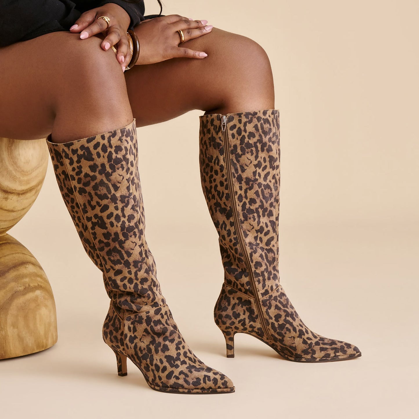 Aldy Brown Leopard Printed Suede Wide Calf Boots Dolce Vita Discount