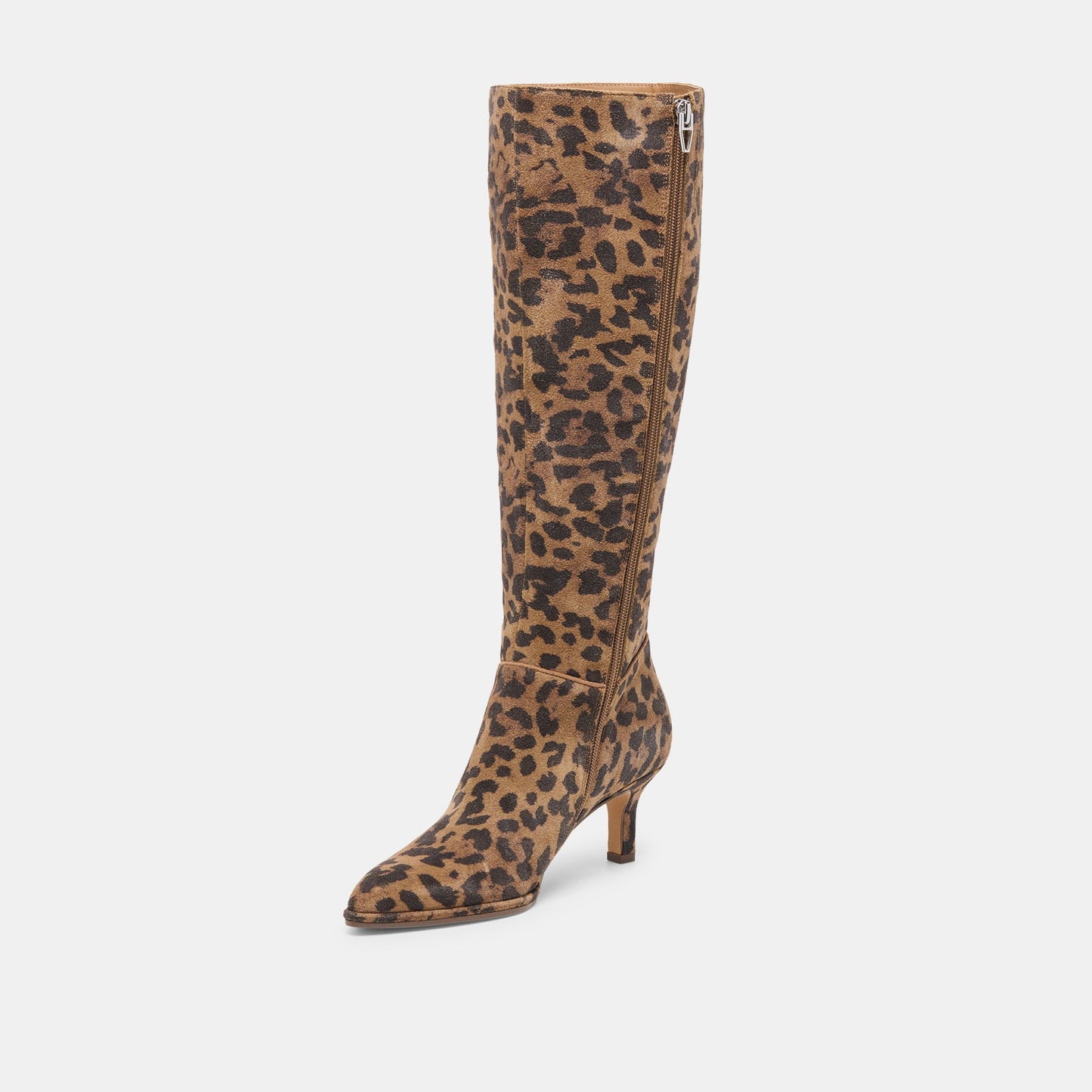 Aldy Brown Leopard Printed Suede Wide Calf Boots Dolce Vita Discount