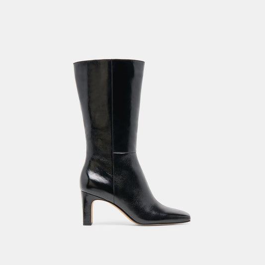 Riggs Wide Calf Black Leather Boots Dolce Vita us