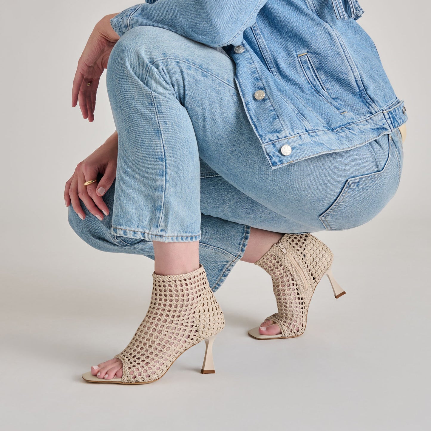 Quin Bone Woven Leather Heels Dolce Vita New