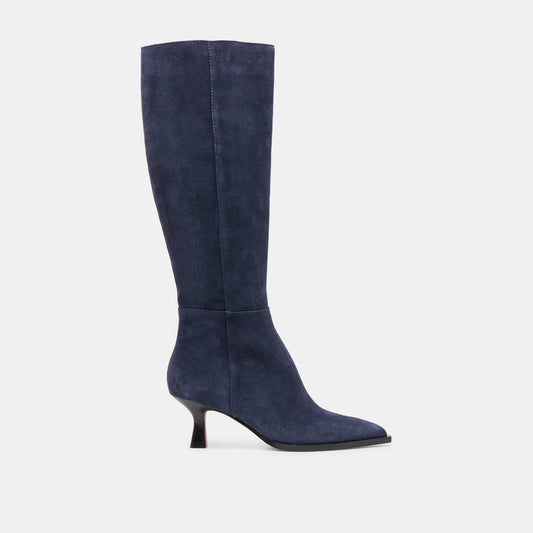 Auggie Navy Suede Wide Calf Boots Dolce Vita us