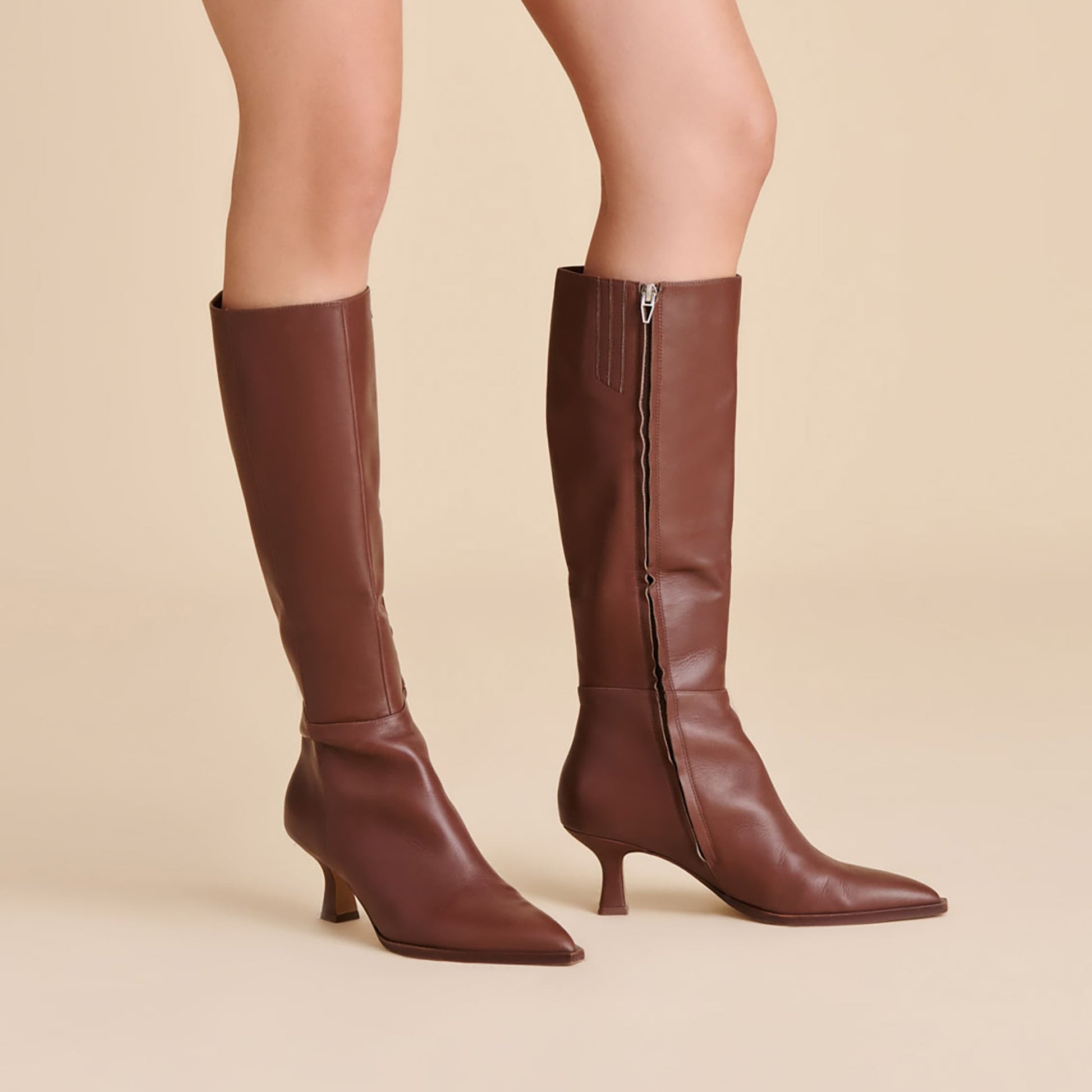 Auggie Chocolate Leather Narrow Calf Boots Dolce Vita Discount