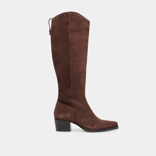 Virona H2O Waterproof Dk Brown Suede Wide Calf Boots Dolce Vita On sale
