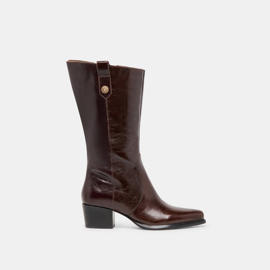 Vern Chocolate Leather Wide Calf Boots Dolce Vita Online