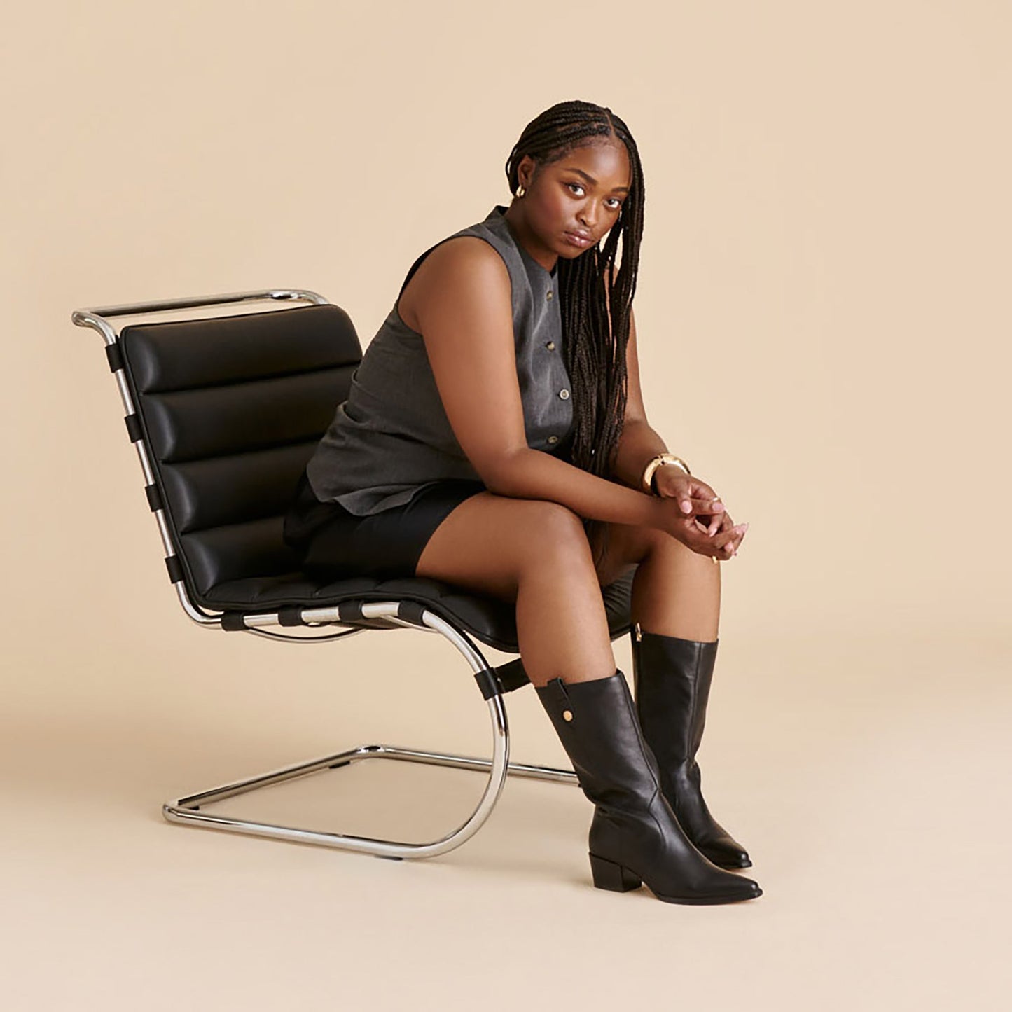 Vern Black Leather Wide Calf Boots Dolce Vita us