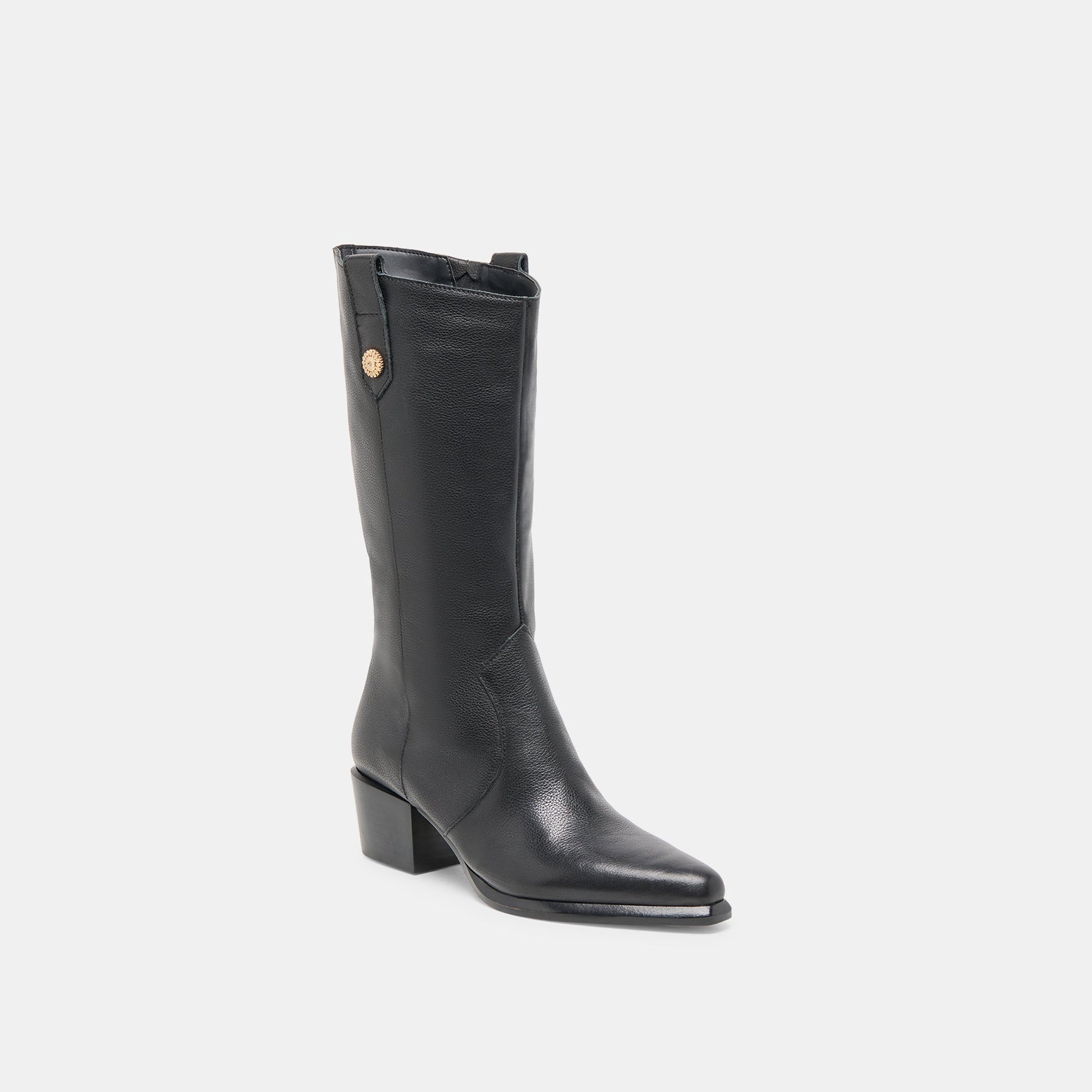 Vern Black Leather Wide Calf Boots Dolce Vita us