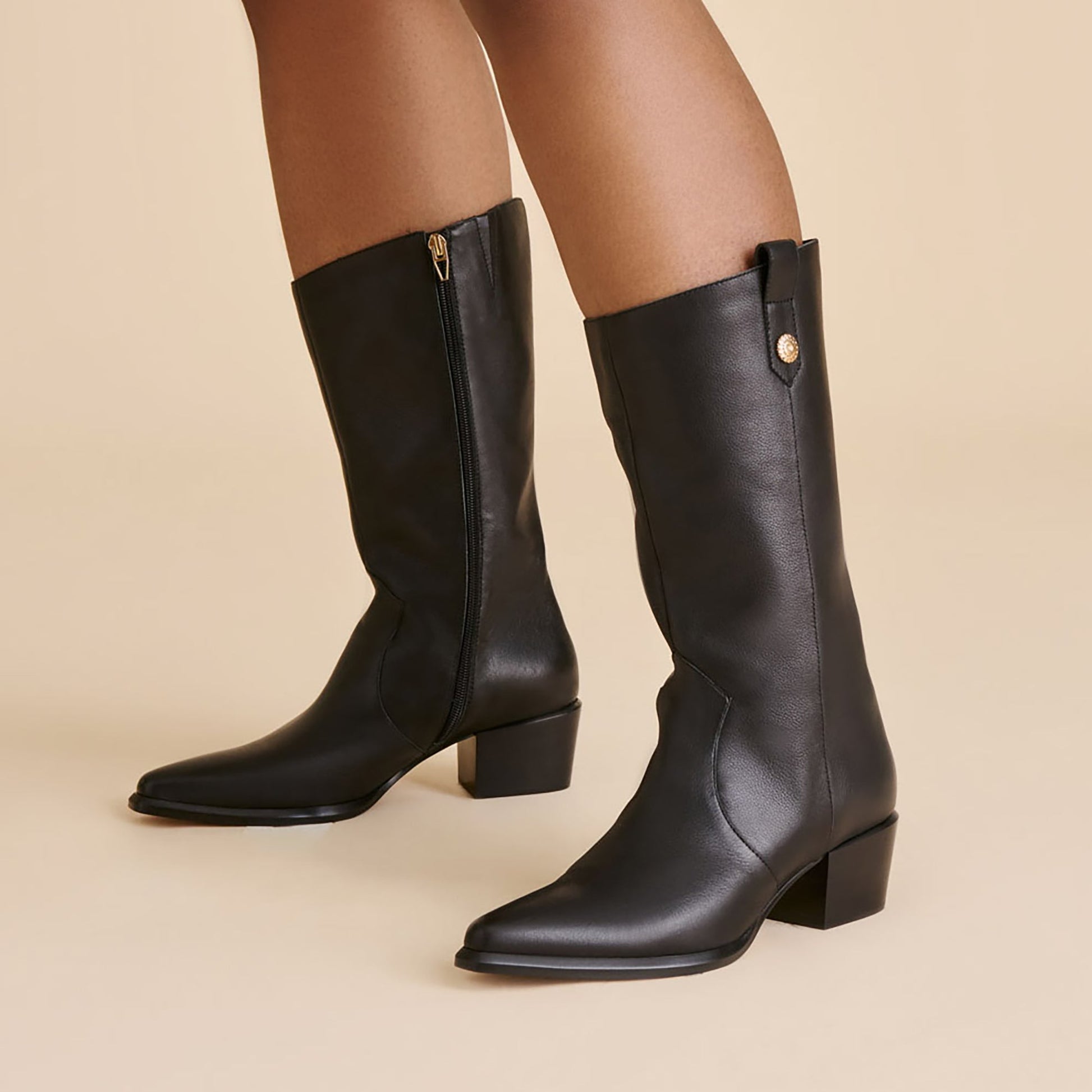 Vern Black Leather Wide Calf Boots Dolce Vita us