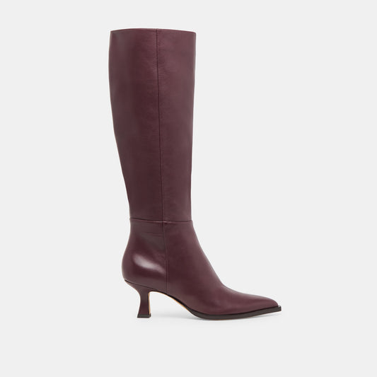Auggie Wine Leather Wide Calf Boots Dolce Vita Online