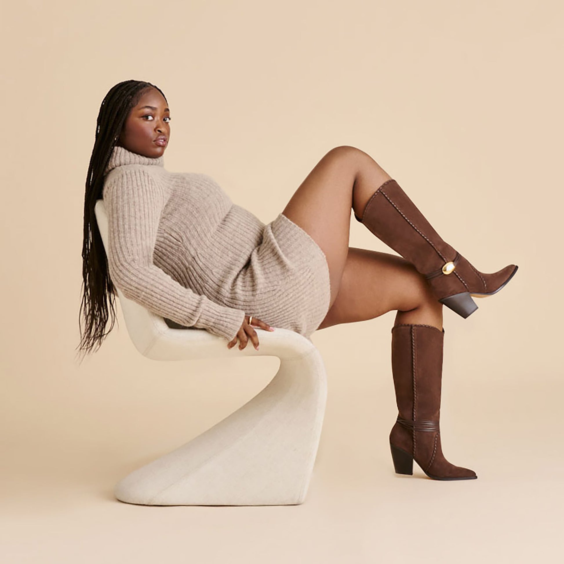Jody Dk Brown Suede Wide Calf Boots Dolce Vita On sale