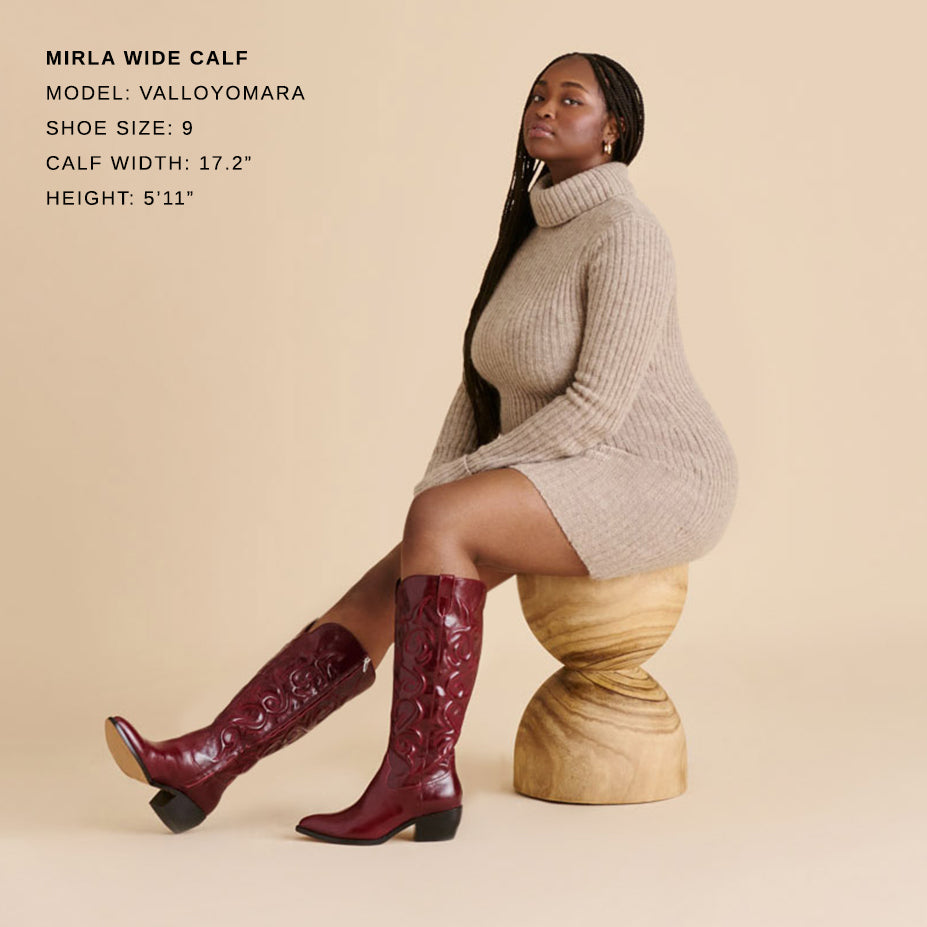 Mirla Oxblood Leather Wide Calf Boots Dolce Vita New