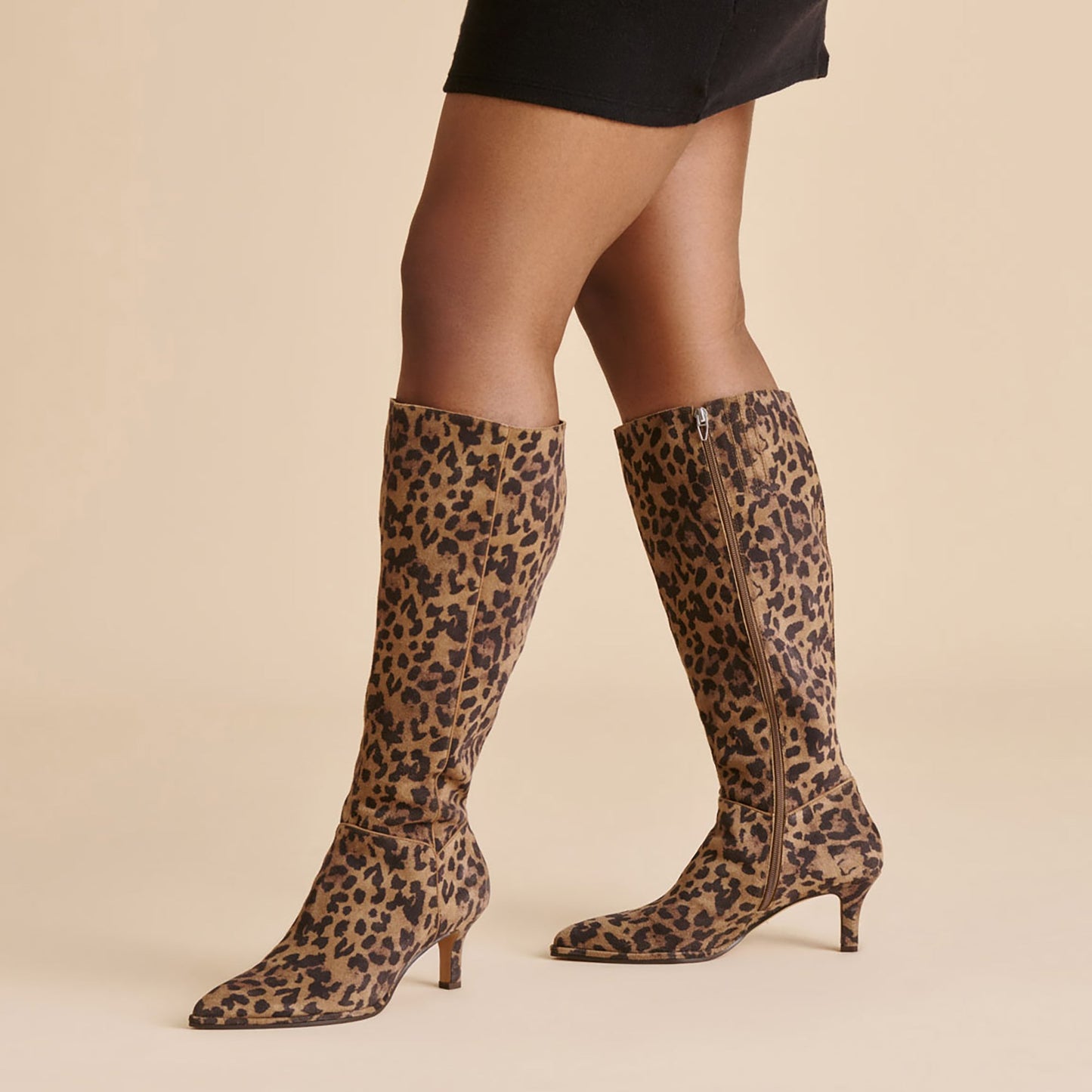 Aldy Brown Leopard Printed Suede Wide Calf Boots Dolce Vita Online
