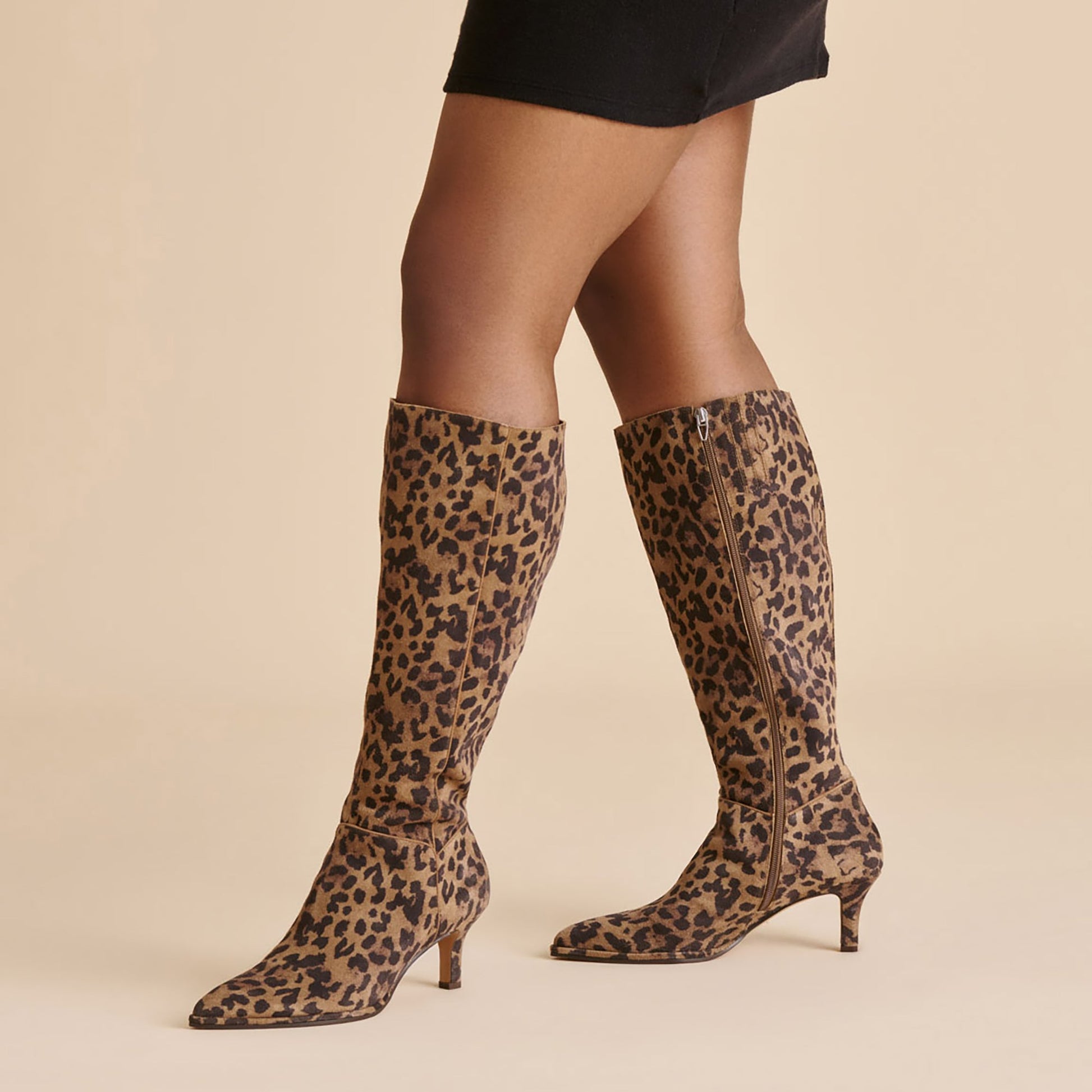 Aldy Brown Leopard Printed Suede Wide Calf Boots Dolce Vita Online