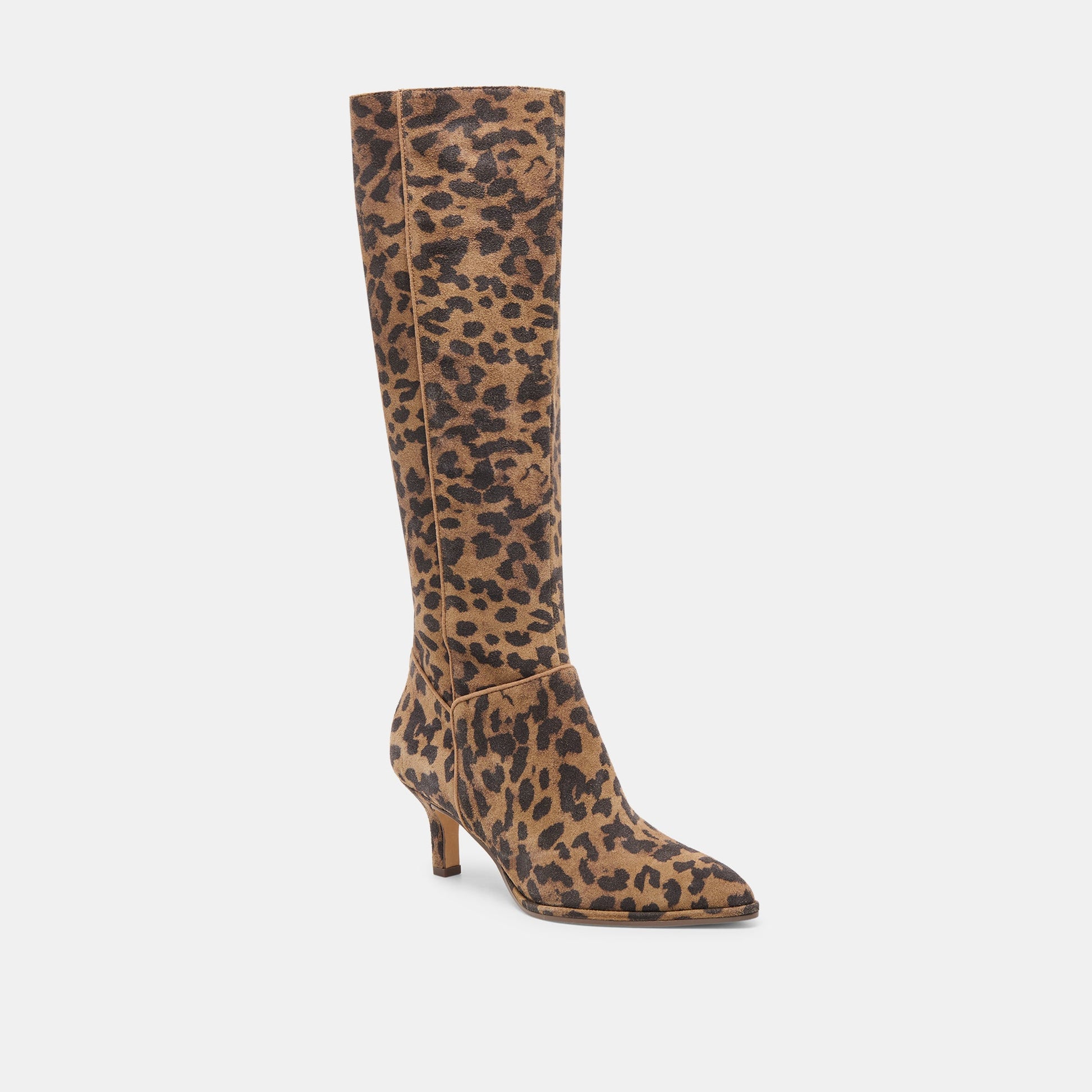 Aldy Brown Leopard Printed Suede Wide Calf Boots Dolce Vita Online
