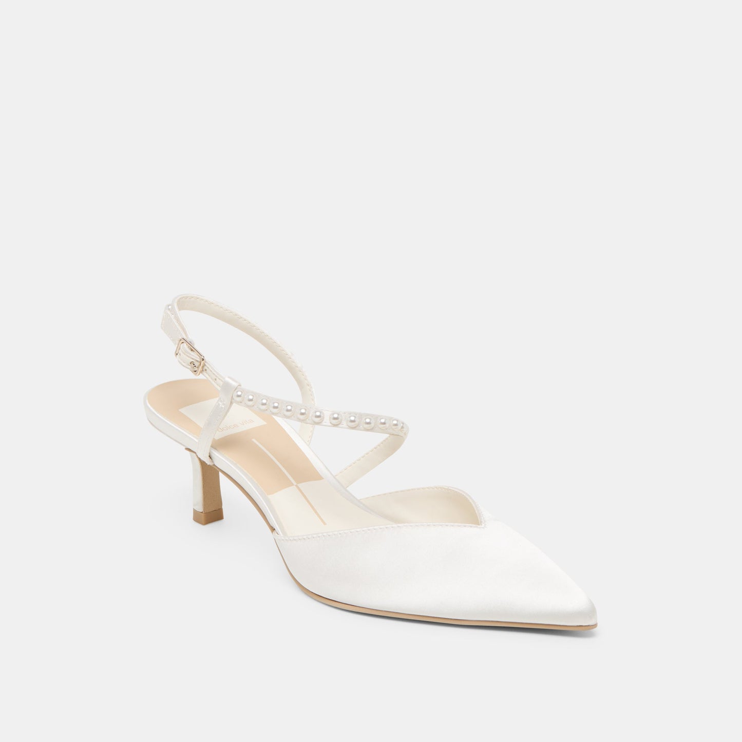 Kamra Pearl True White Satin Mid Heels Dolce Vita Sale