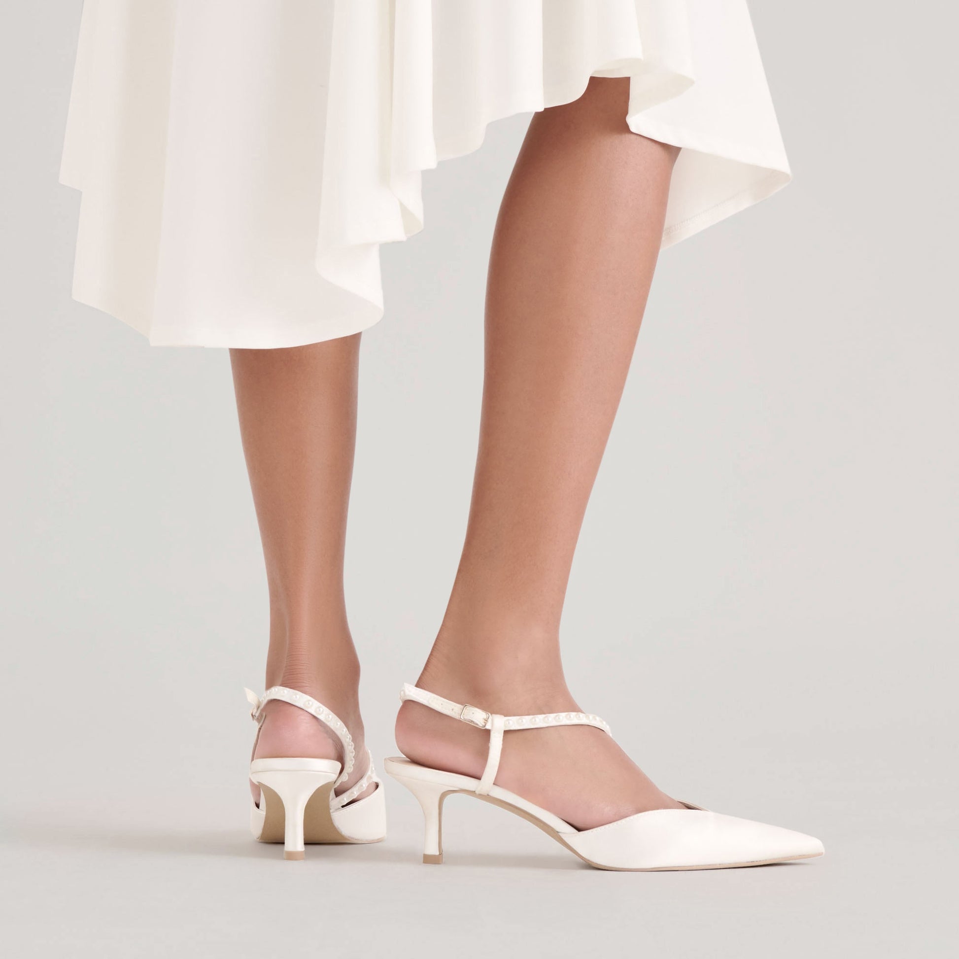 Kamra Pearl True White Satin Mid Heels Dolce Vita Sale