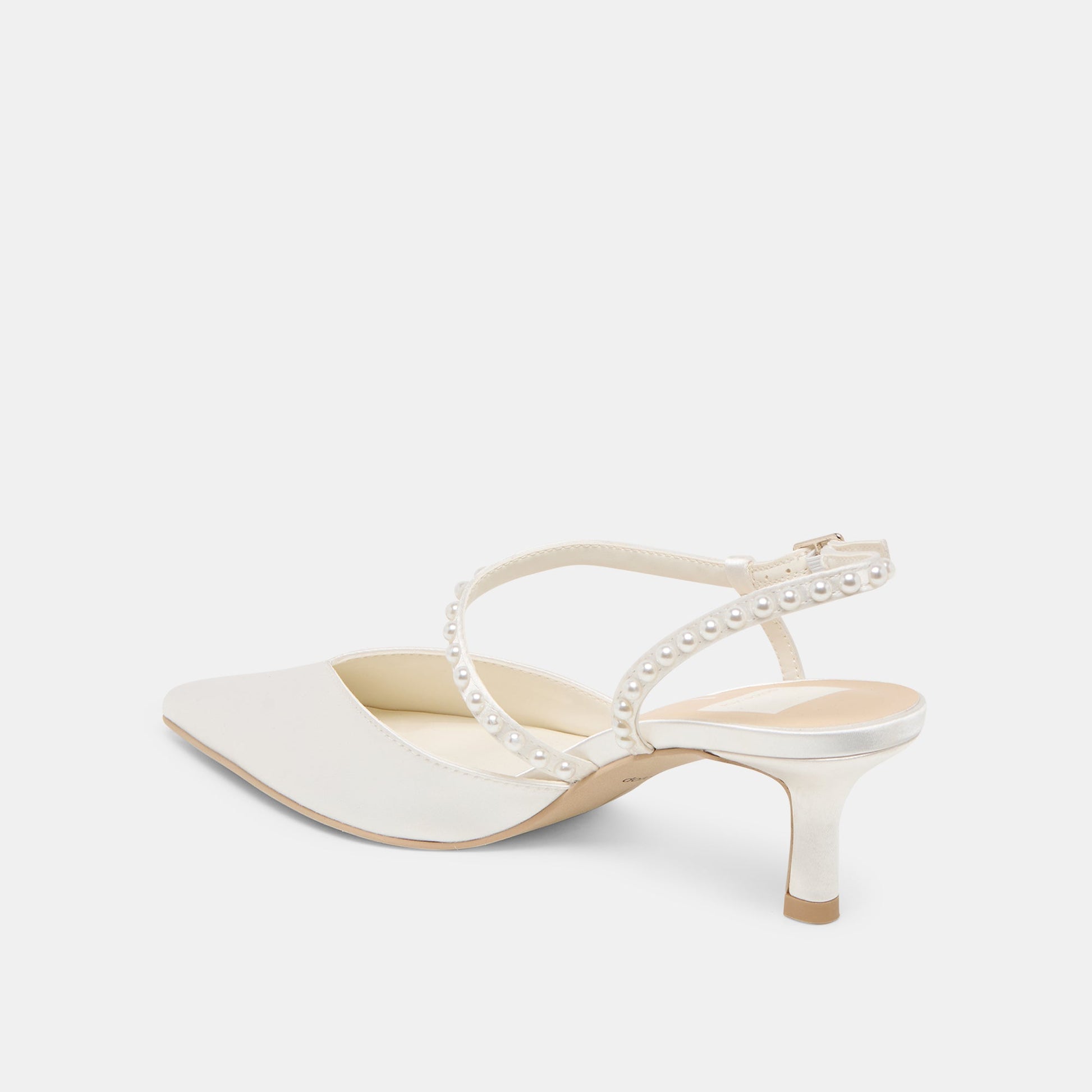 Kamra Pearl True White Satin Mid Heels Dolce Vita Sale