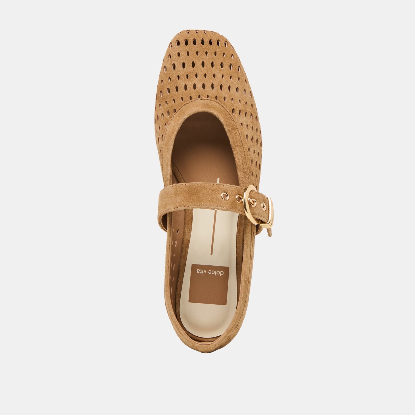 Mikel Lt Brown Perforated Suede Ballet Flats Dolce Vita Sale
