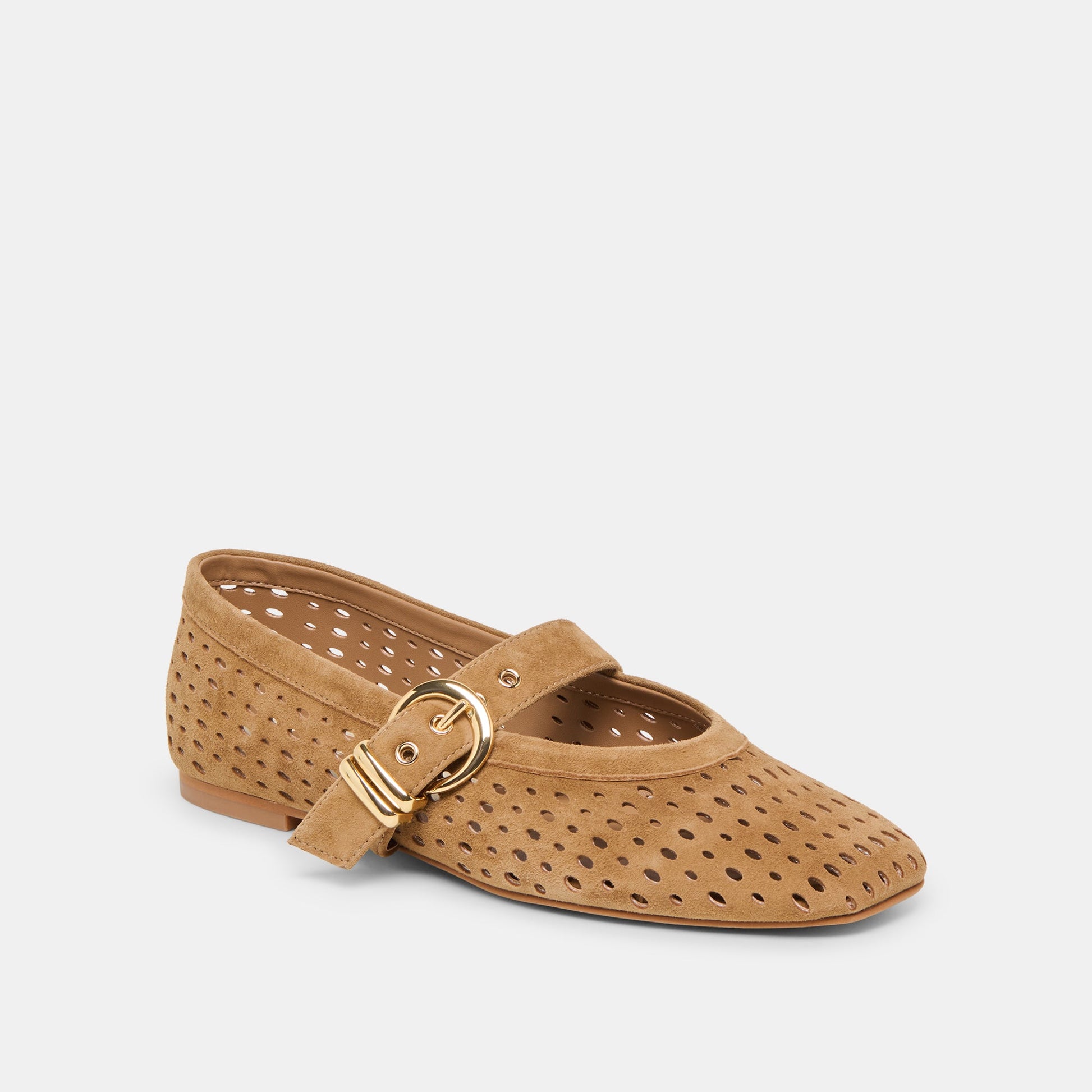 Mikel Lt Brown Perforated Suede Ballet Flats Dolce Vita Sale