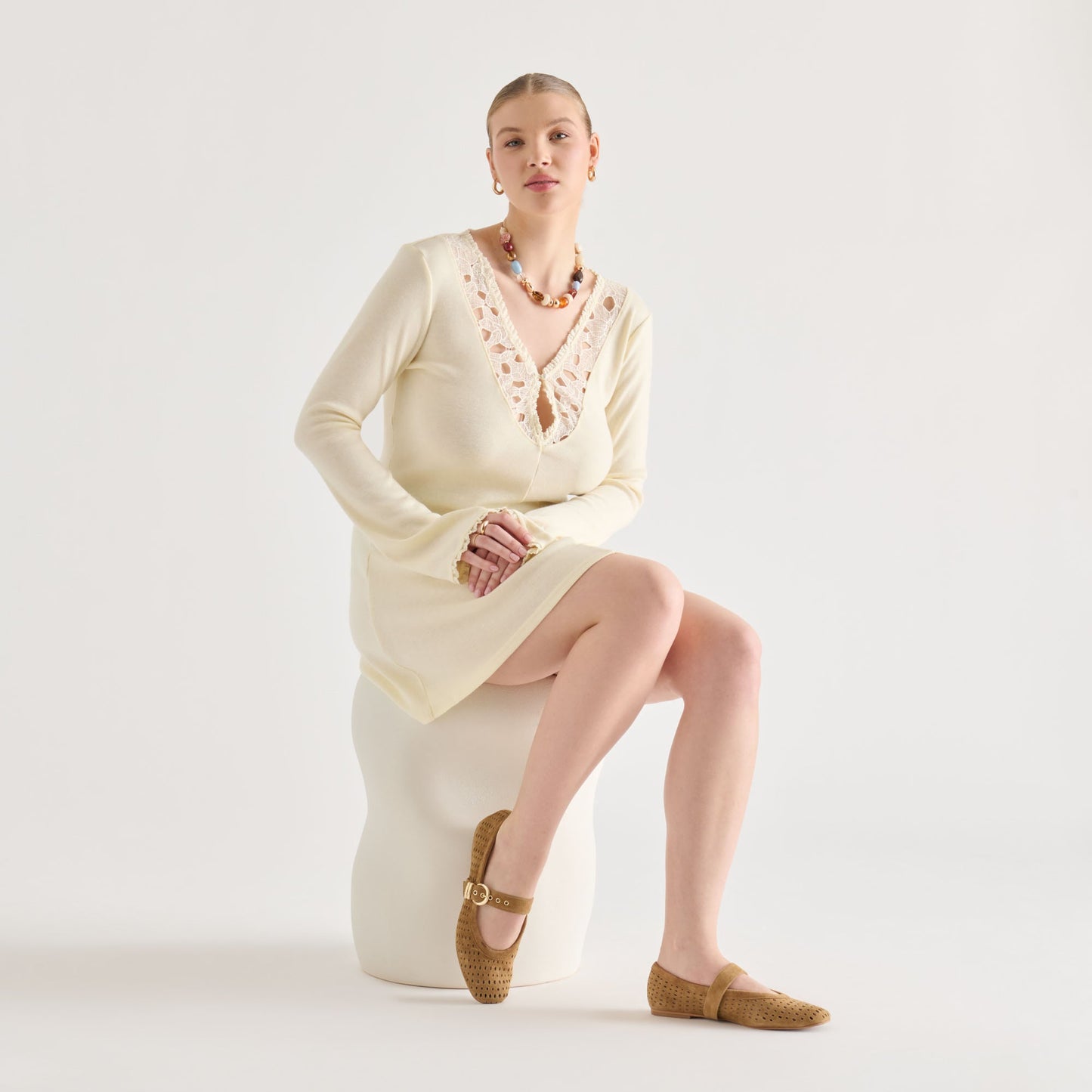 Mikel Lt Brown Perforated Suede Ballet Flats Dolce Vita Sale