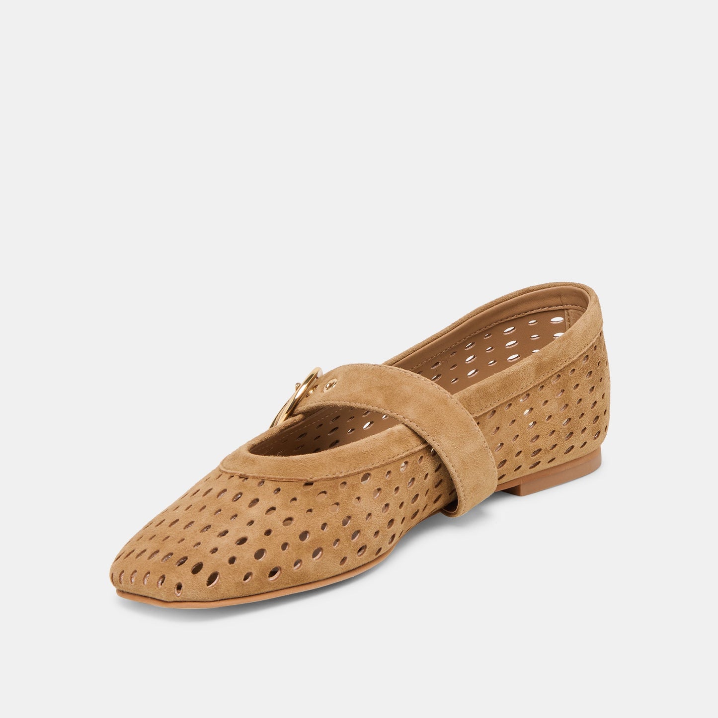 Mikel Lt Brown Perforated Suede Ballet Flats Dolce Vita Sale