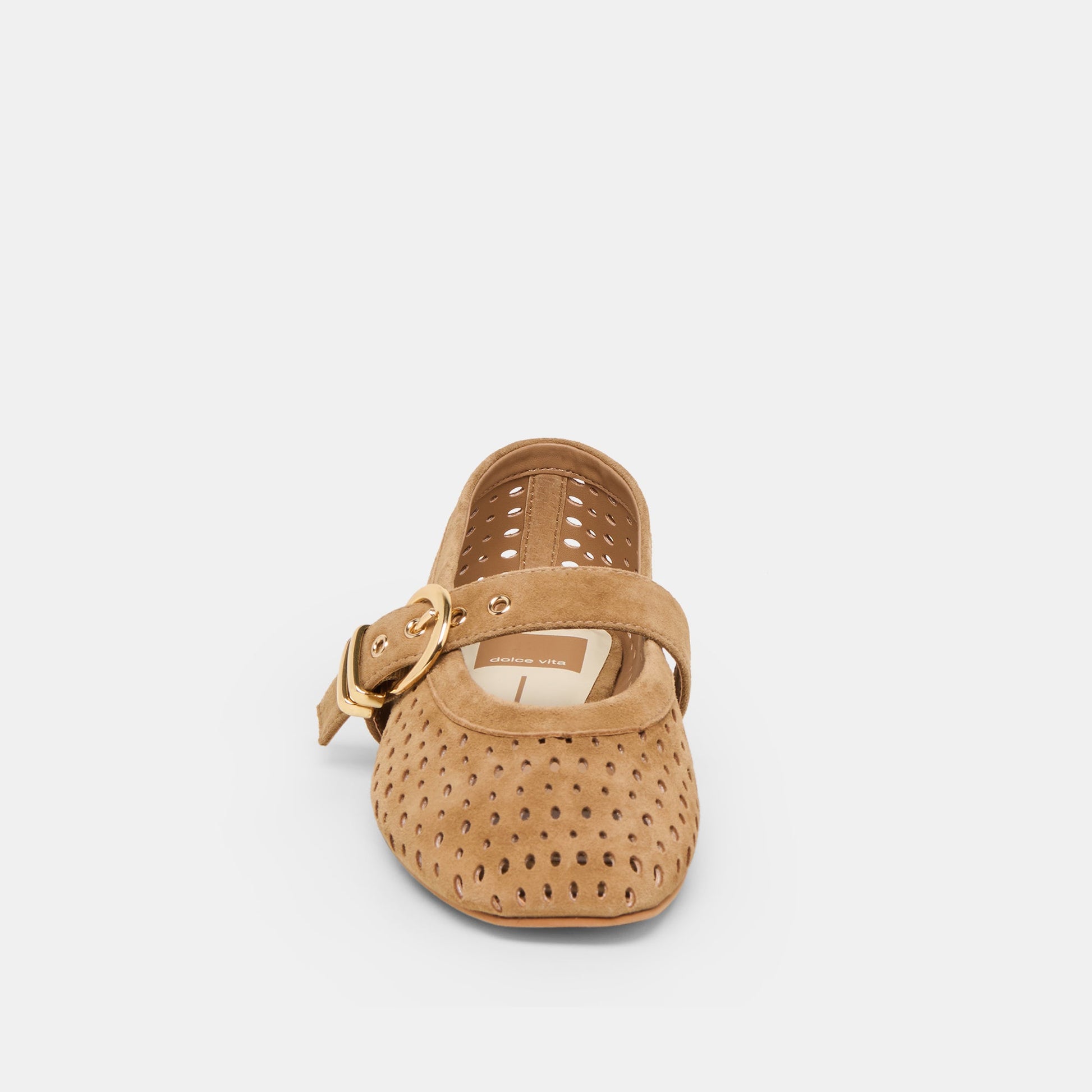 Mikel Lt Brown Perforated Suede Ballet Flats Dolce Vita Sale