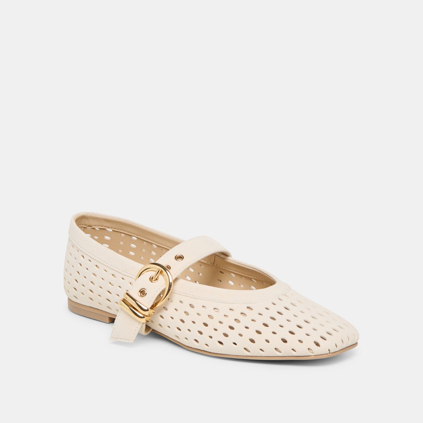 Mikel Creme Perforated Suede Ballet Flats Dolce Vita Sale