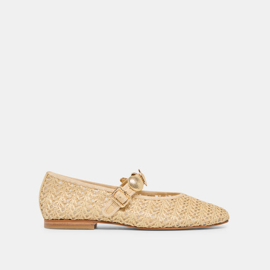 Relan Natural Cross Hatch Raffia Ballet Flats Dolce Vita For sale