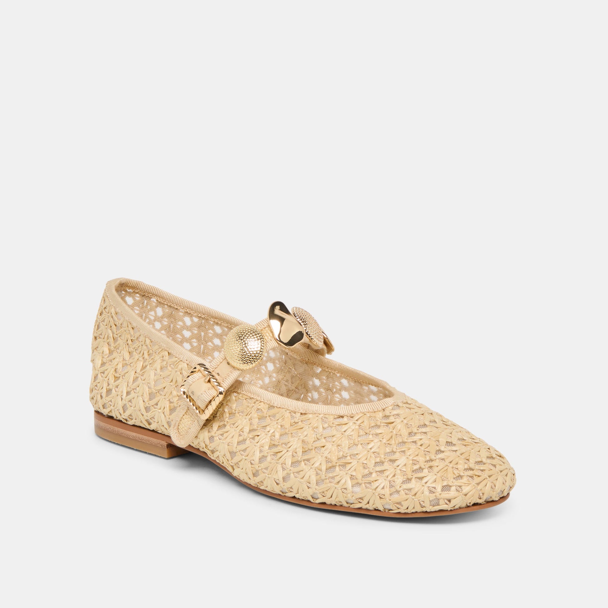 Relan Natural Cross Hatch Raffia Ballet Flats Dolce Vita For sale