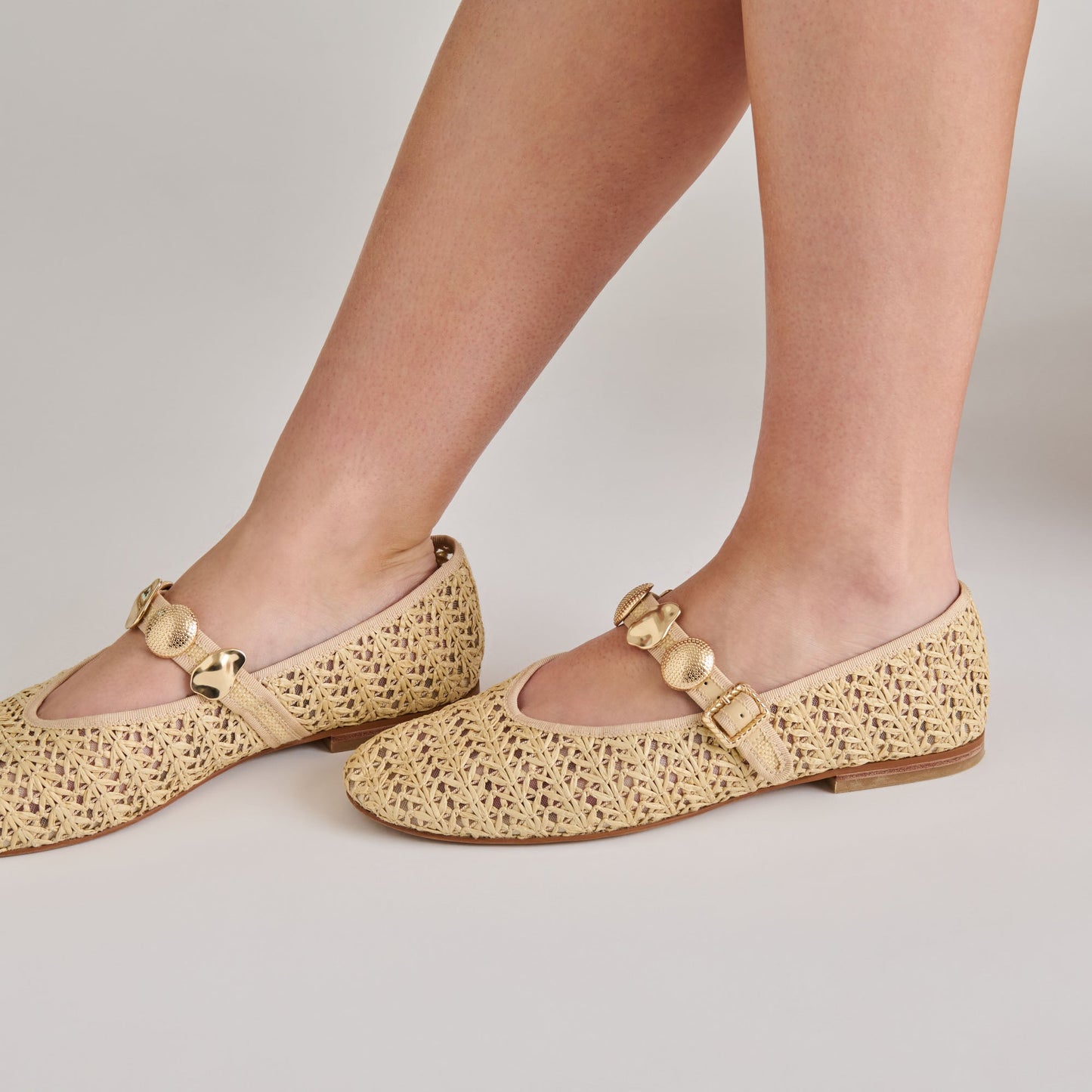 Relan Natural Cross Hatch Raffia Ballet Flats Dolce Vita For sale