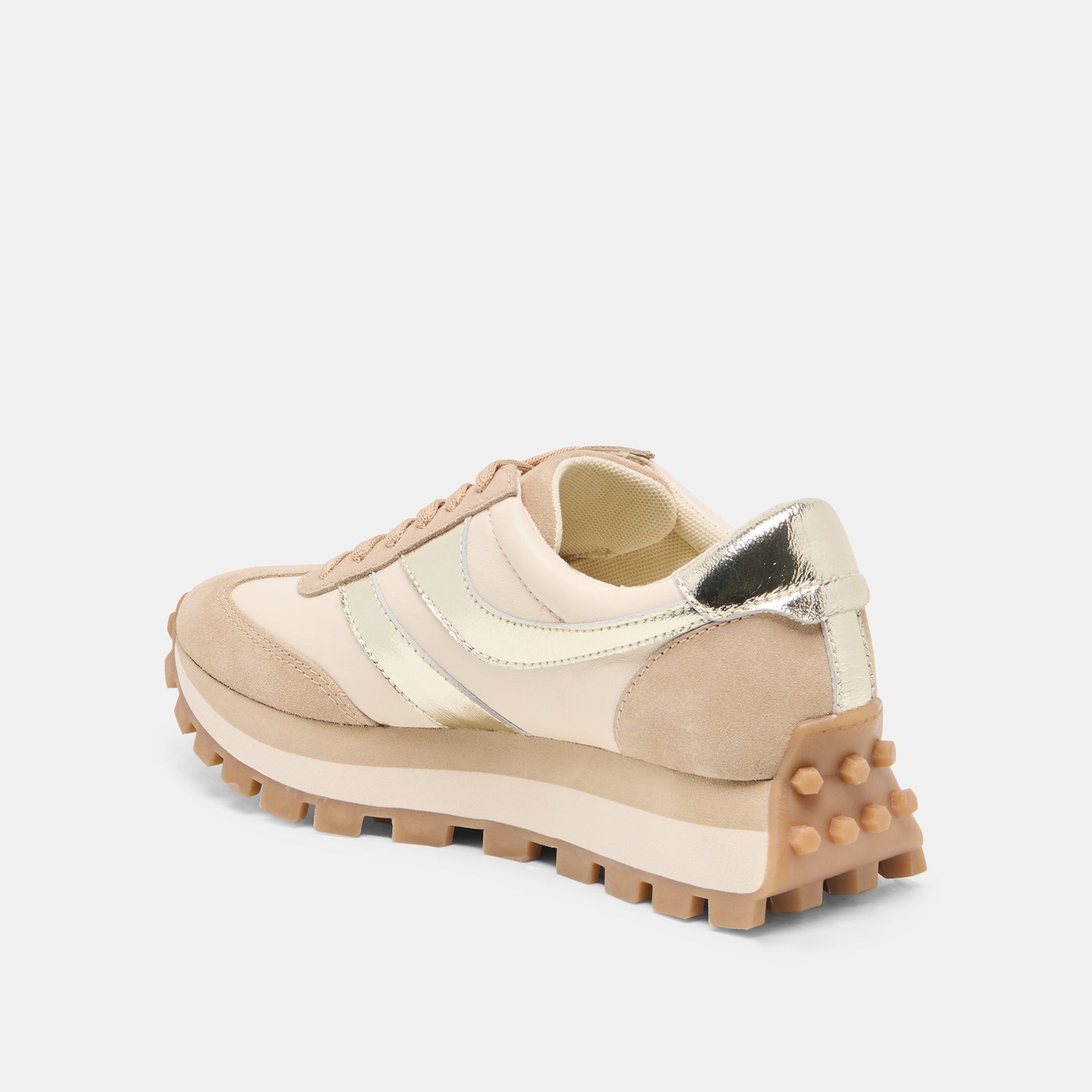TRESA White Gold Suede Platform Sneakers Dolce Vita us